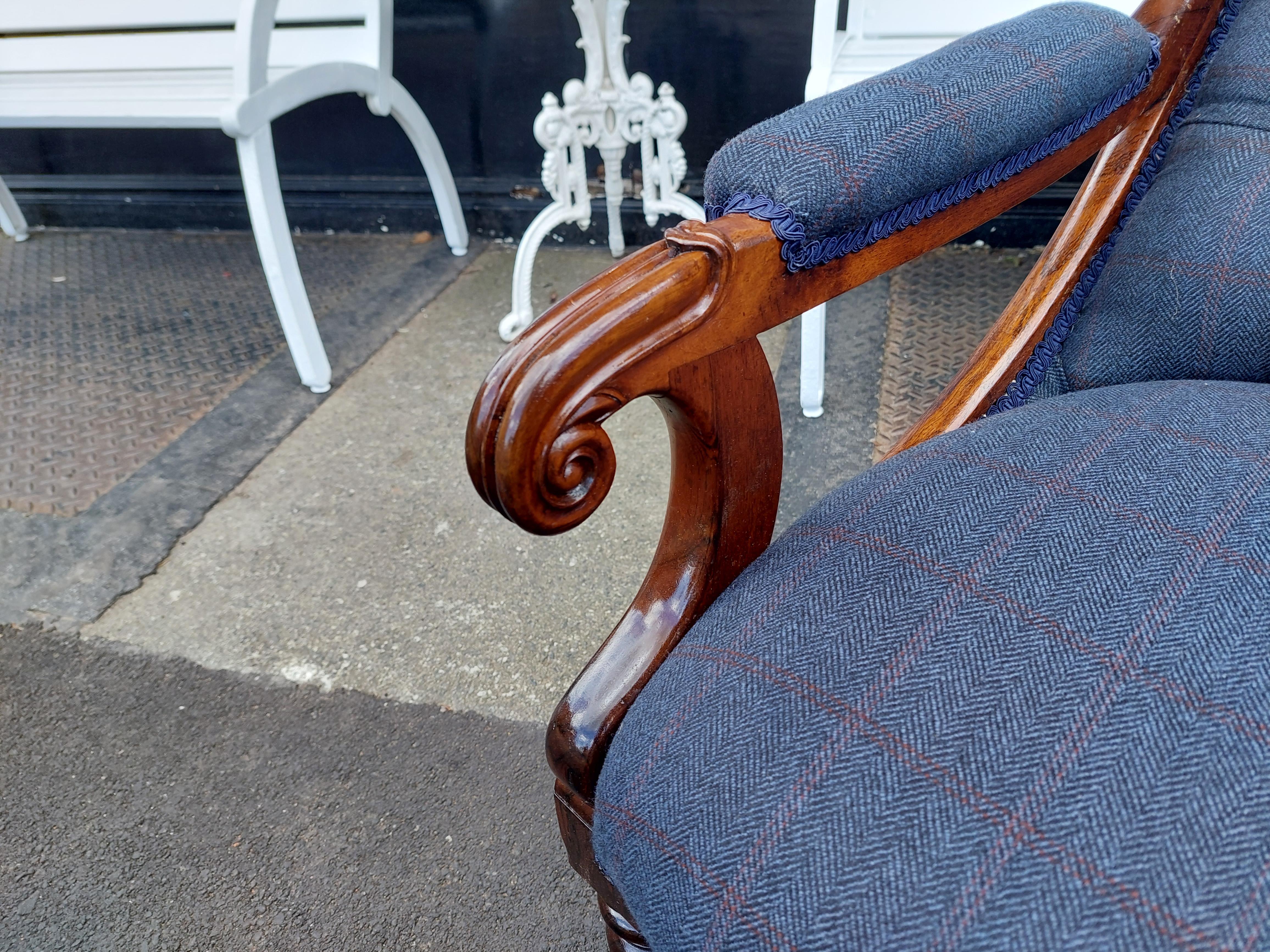 Mid-19th Century William IV Rosewood Easy Arm Chair For Sale