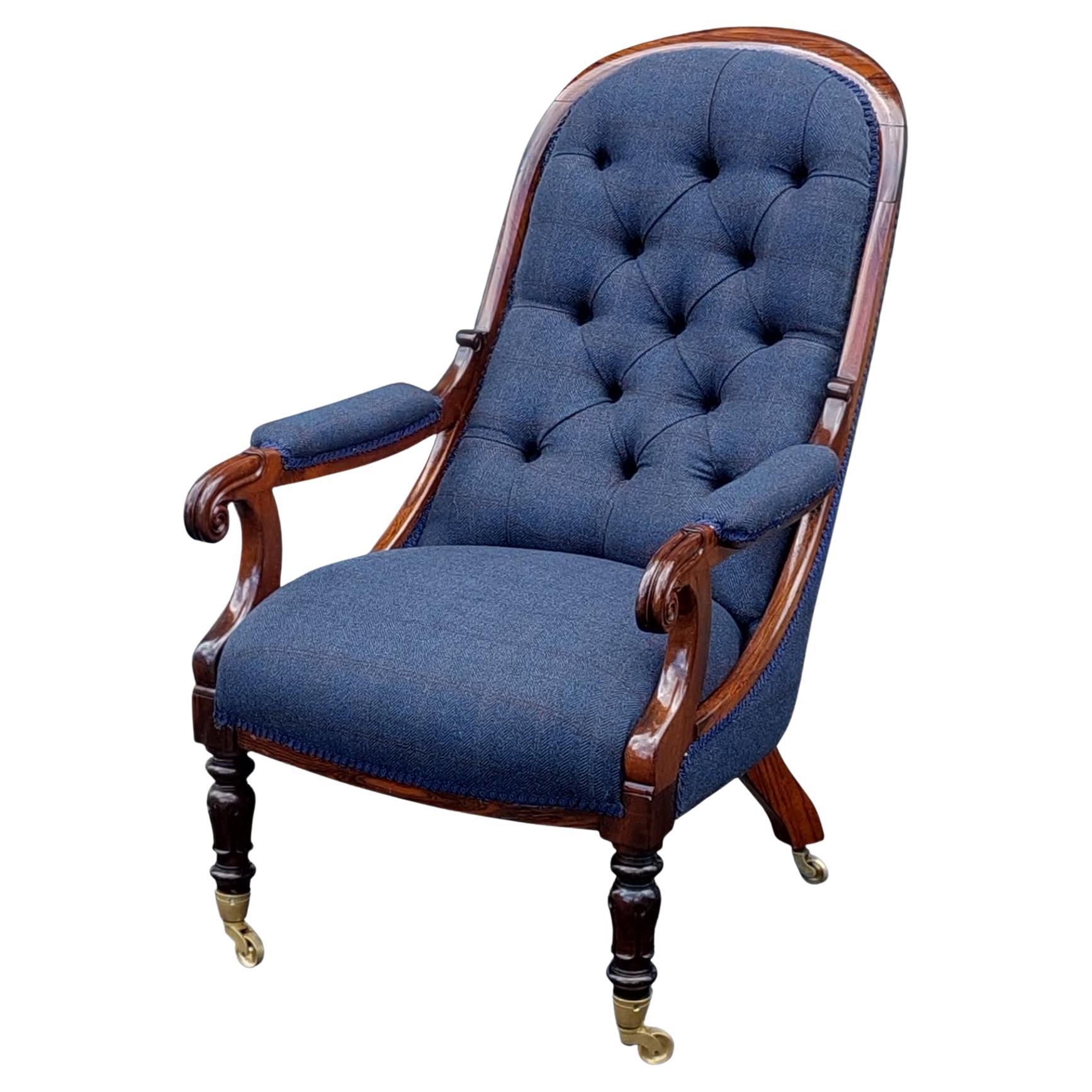 William IV Rosewood Easy Arm Chair For Sale