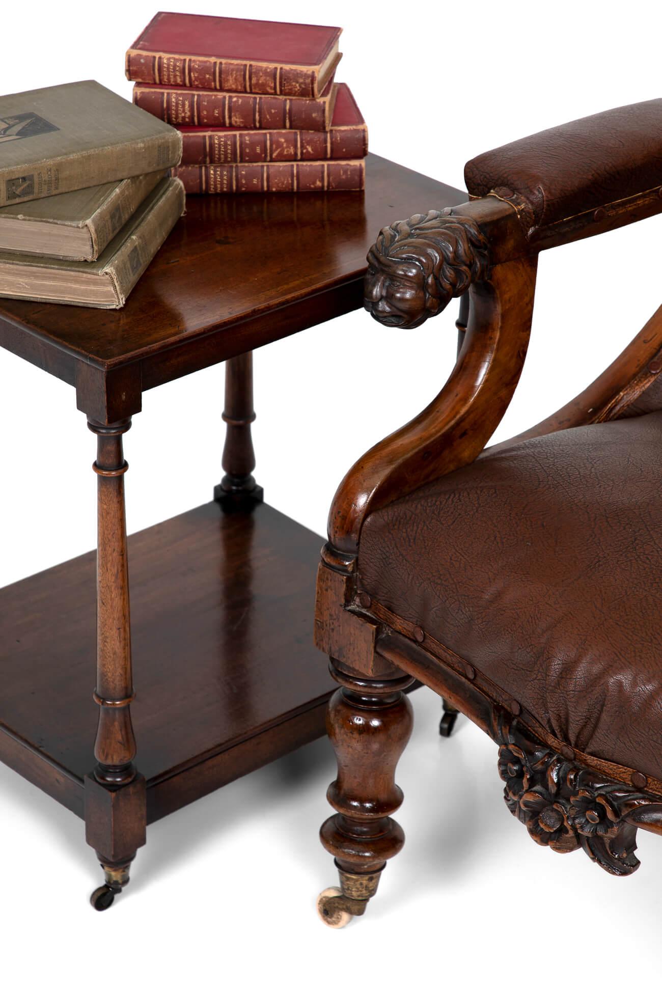 William IV Rosewood in Original Brass Library Armchair, circa 1830 For Sale 4