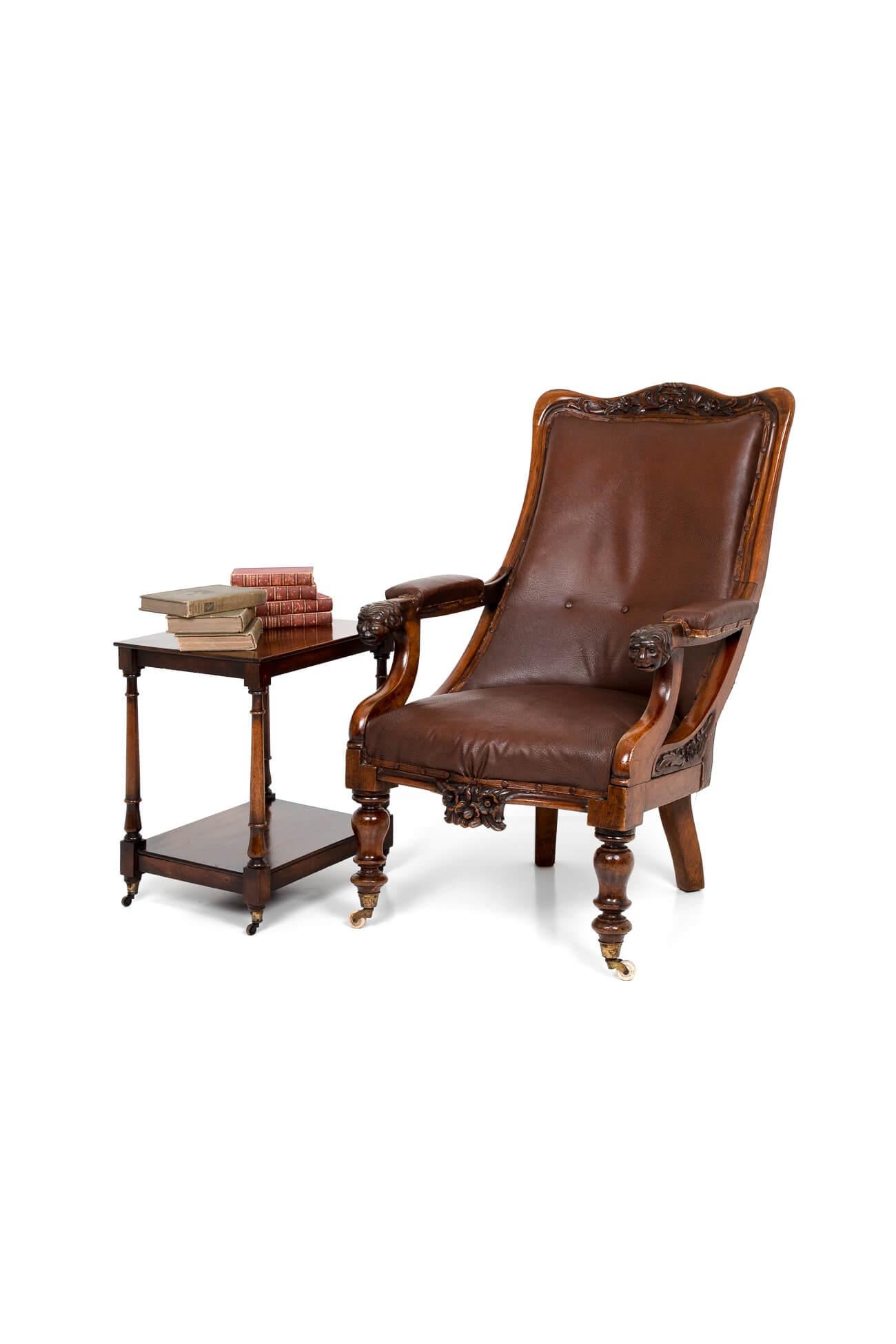 William IV Rosewood in Original Brass Library Armchair, circa 1830 For Sale 3