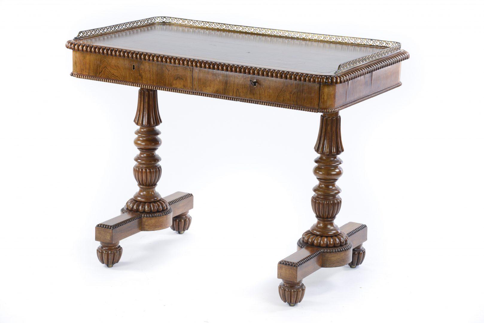 British William IV Rosewood Library or Writing Table Firmly Attributed to Gillows