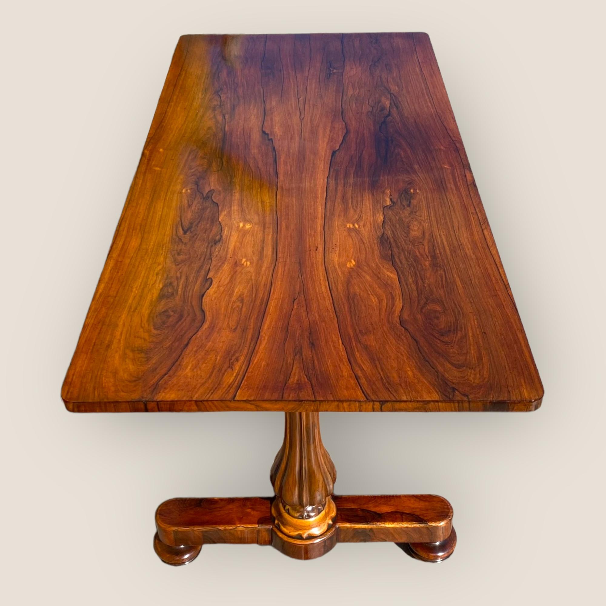 Antique William IV Rosewood Library & Writing Table with 2 Drawers Baluster Legs For Sale 7