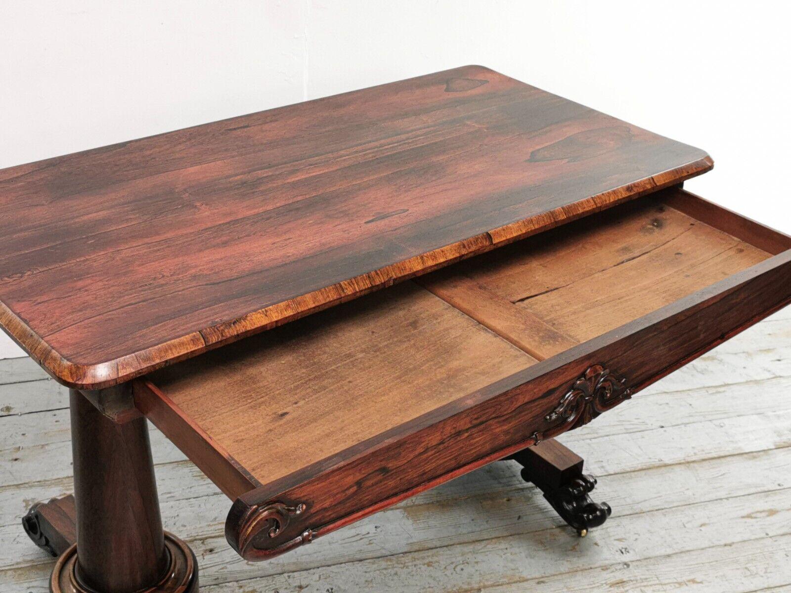 Early 19th Century William IV Ornate Rosewood Library Table on Scrolling Feet 7