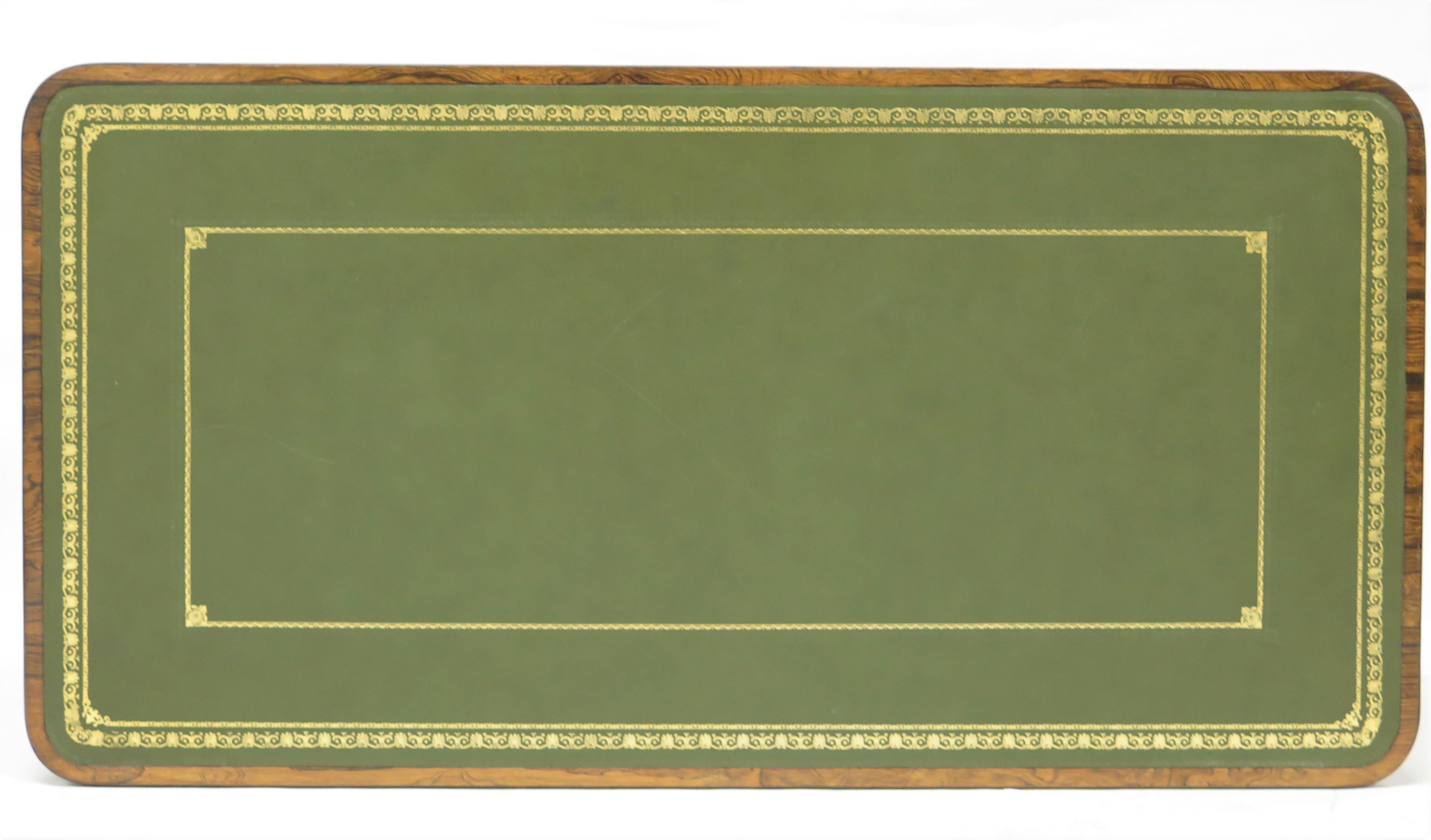 William IV Rosewood Bibliothek / Schreibtisch mit grüner Lederplatte 4