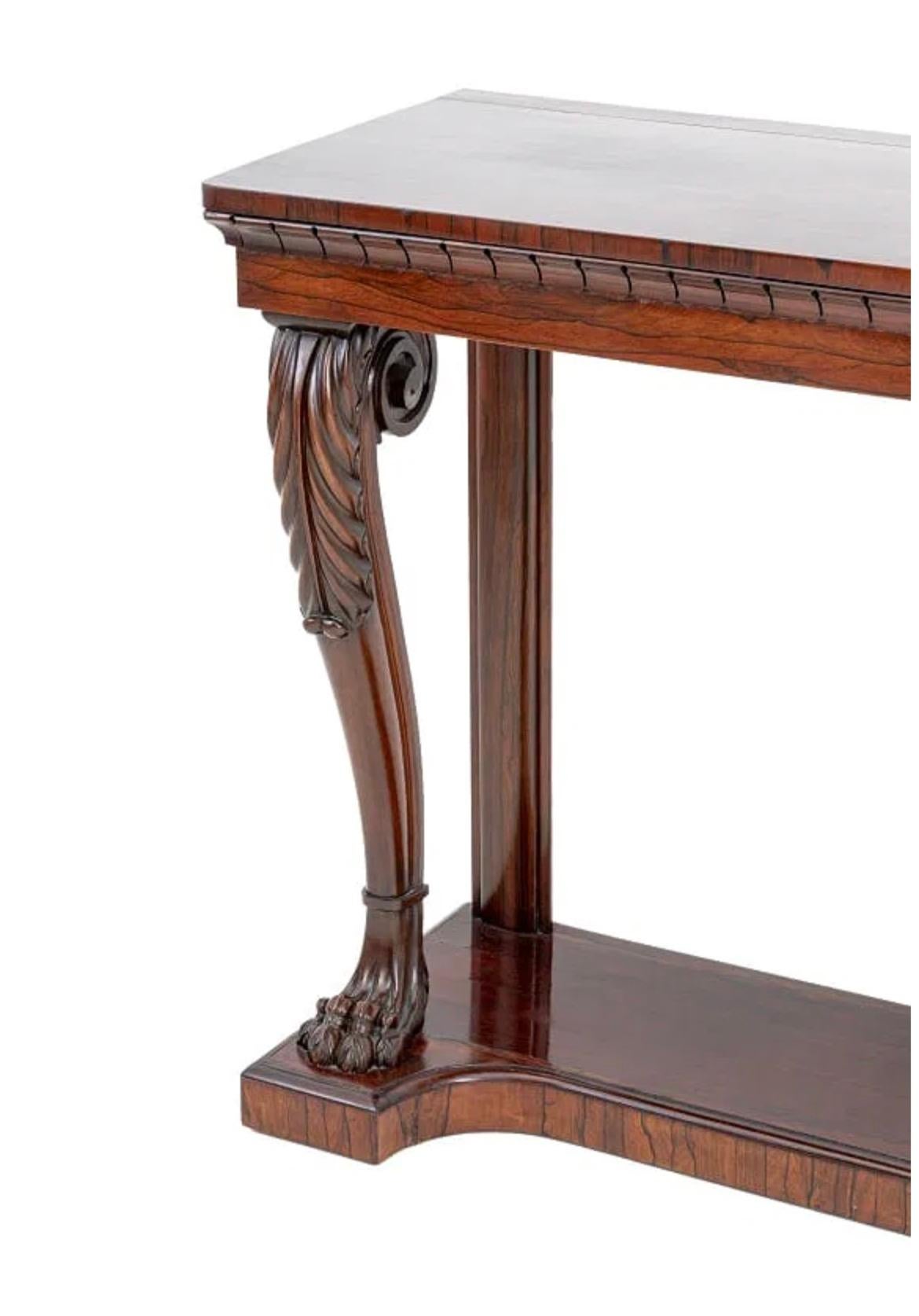 Sculpté à la main William IV Rosewood Pier / Console Table en vente