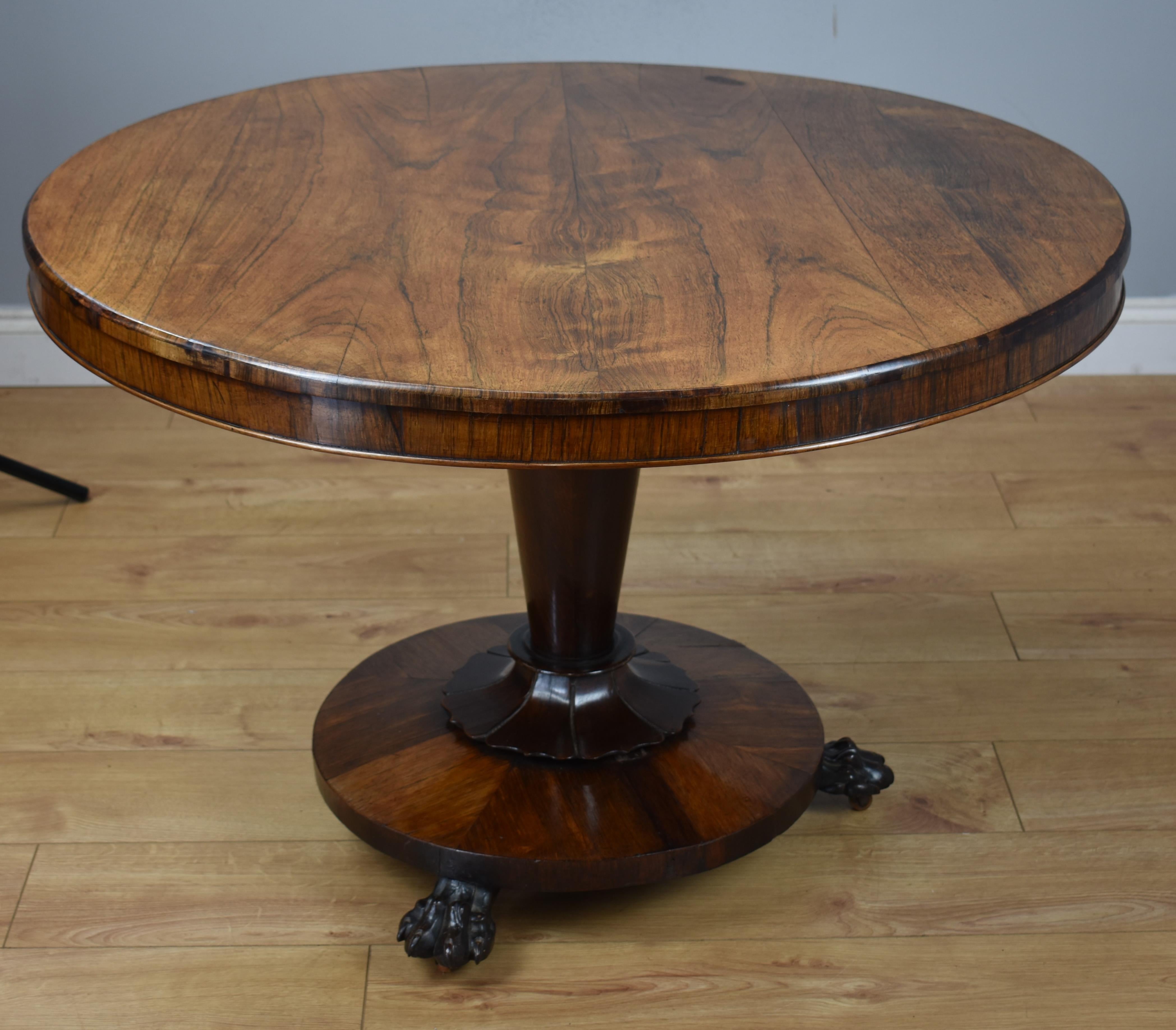European William IV Rosewood Round Dining/Breakfast Table and Four Chairs