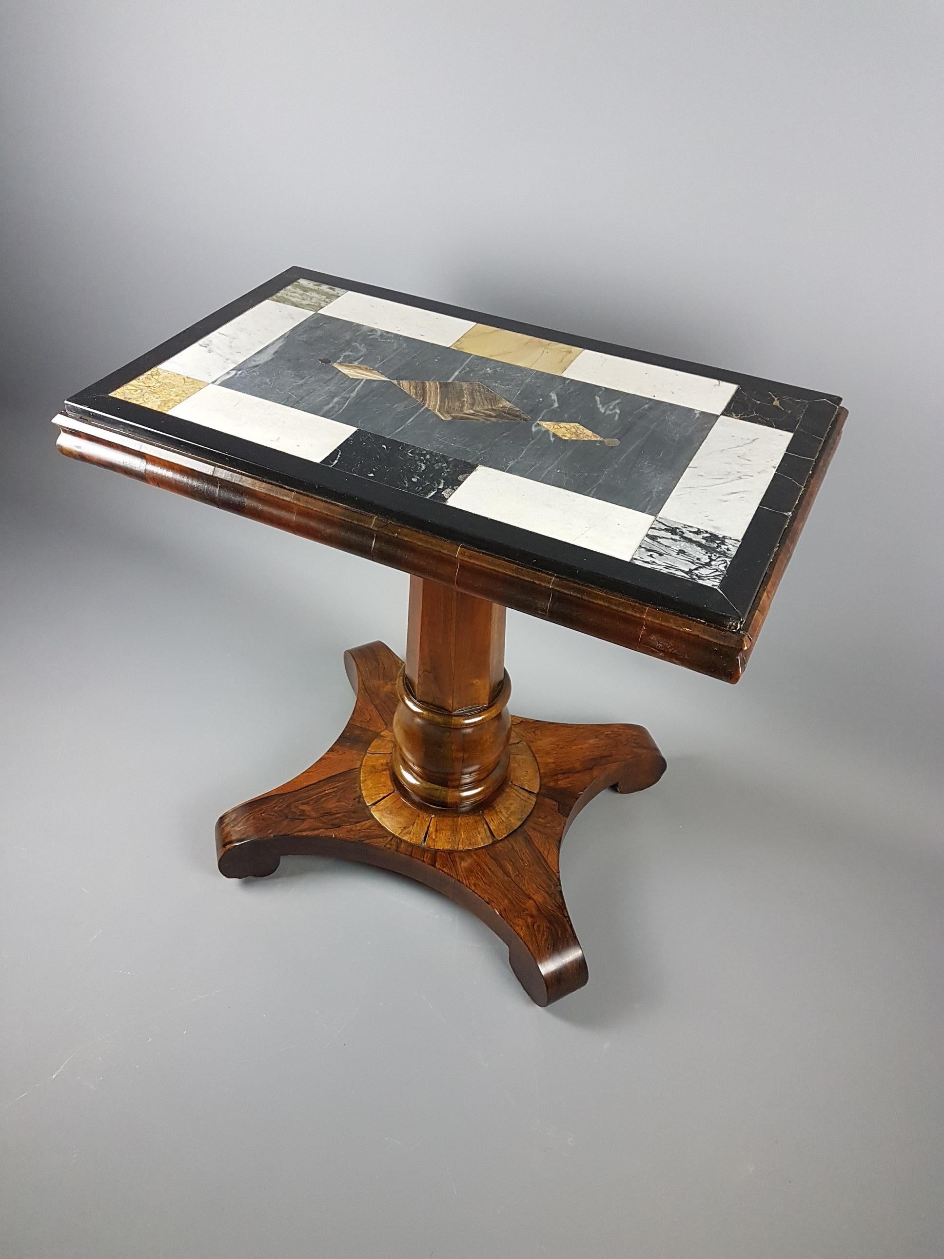 English William IV Rosewood Table With Specimen Marble Top