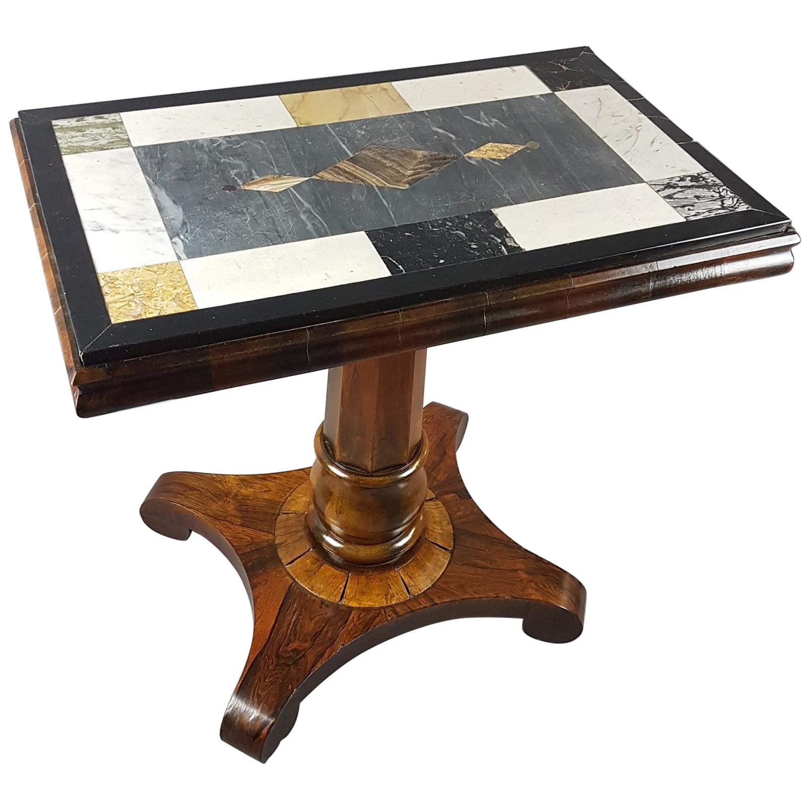 William IV Rosewood Table With Specimen Marble Top