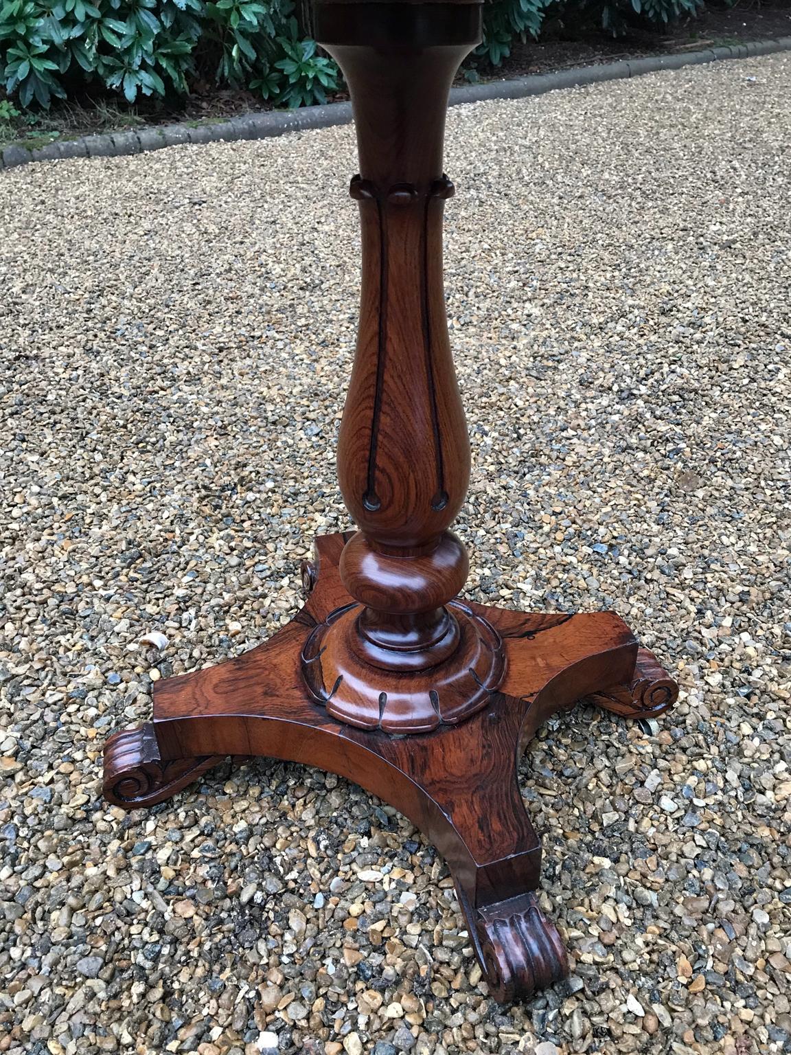 19th Century William IV Rosewood Teapoy on Stand