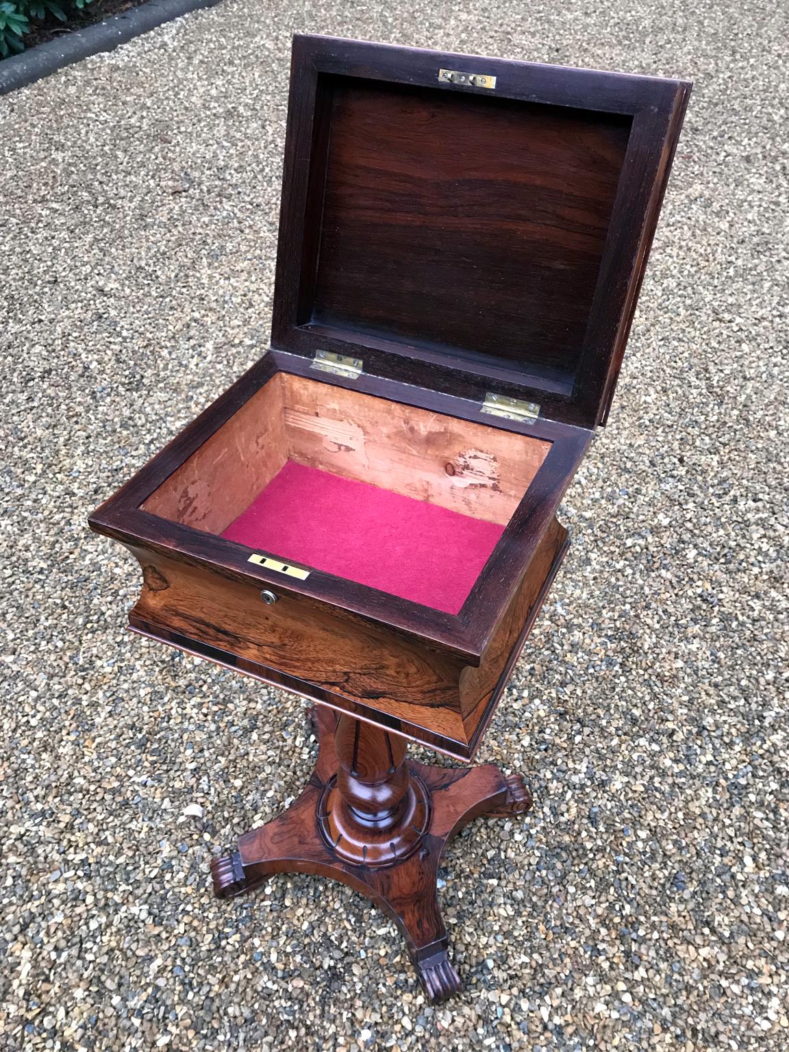 William IV Rosewood Teapoy on Stand 1