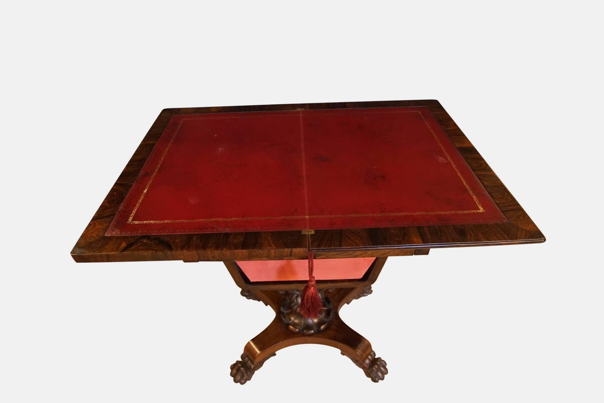 Mid-19th Century William IV Rosewood Work/Games/Writing Table For Sale