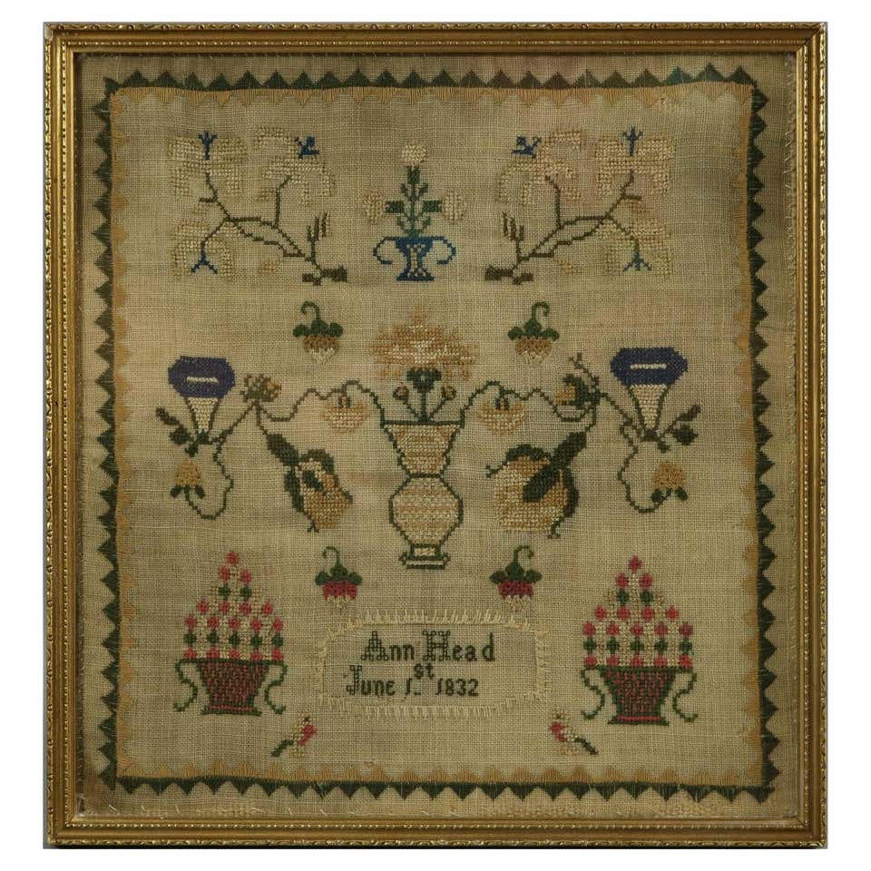 Antique Sampler, circa 1832, by Sarah Ann Davies Aged 10 at 1stDibs