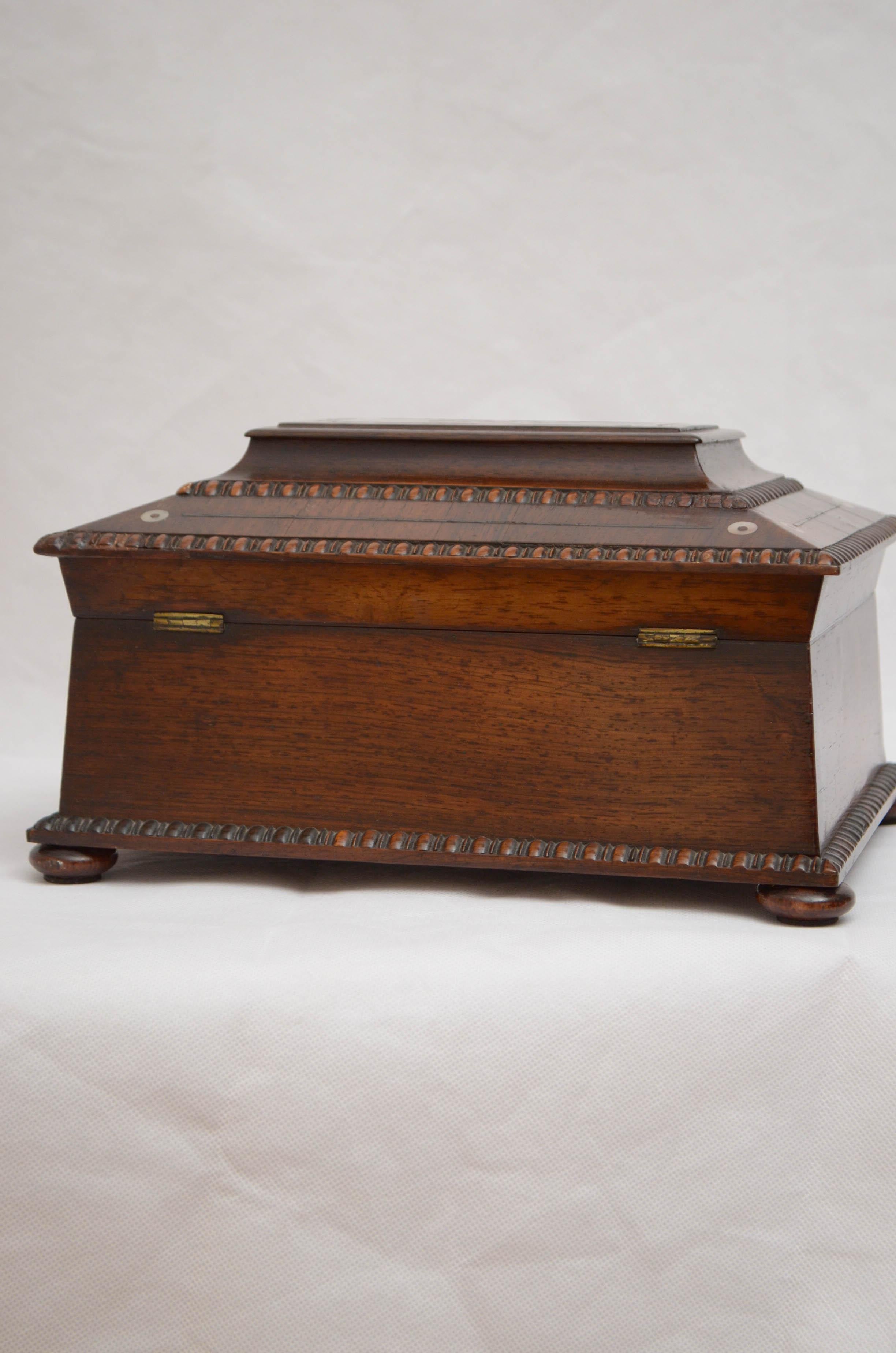 William IV Sarcophagus Jewelry Box in Rosewood For Sale 3
