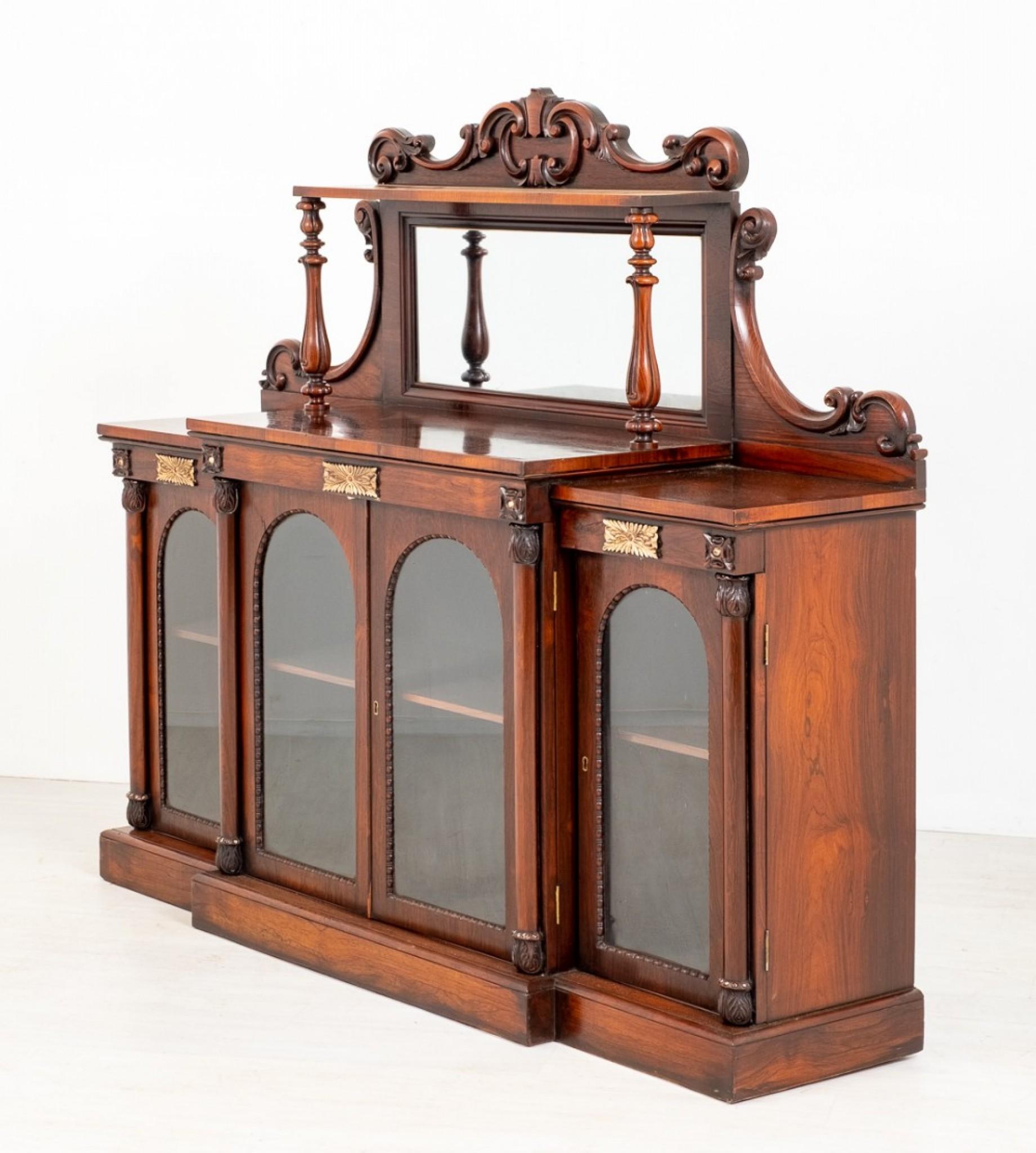 19th Century William IV Side Cabinet, Rosewood Sideboard Antique Server For Sale