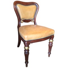 William IV Side / Desk Chair in Mahogany and Parcel Giltwood Mid-19th Century