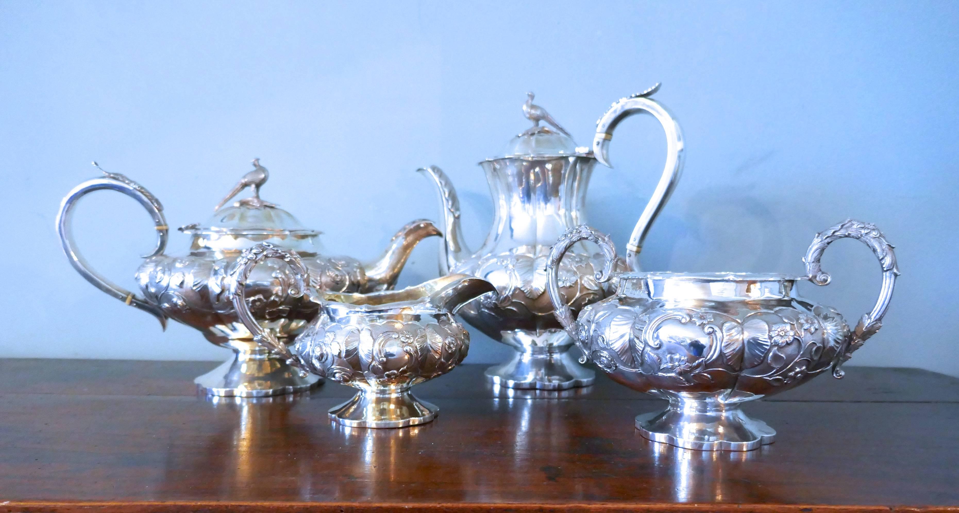 William IV Silver Four-Piece Tea and Coffee Set by William Hewitt, London, 1836 2