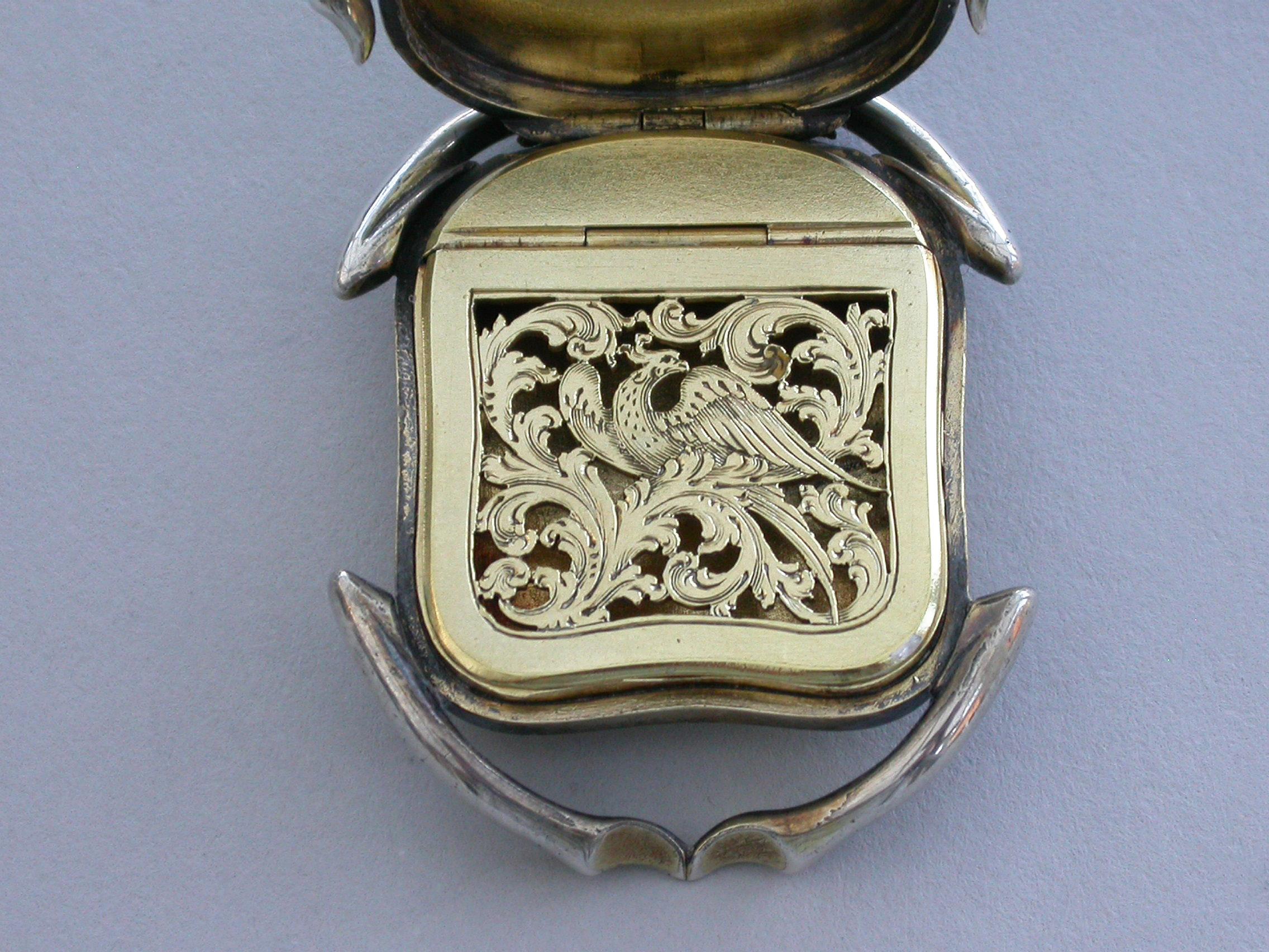 William IV Silver Gilt & Chrysoprase Scarab Beetle Vinaigrette c1840 For Sale 1