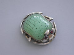 William IV Silver Gilt & Chrysoprase Scarab Beetle Vinaigrette c1840
