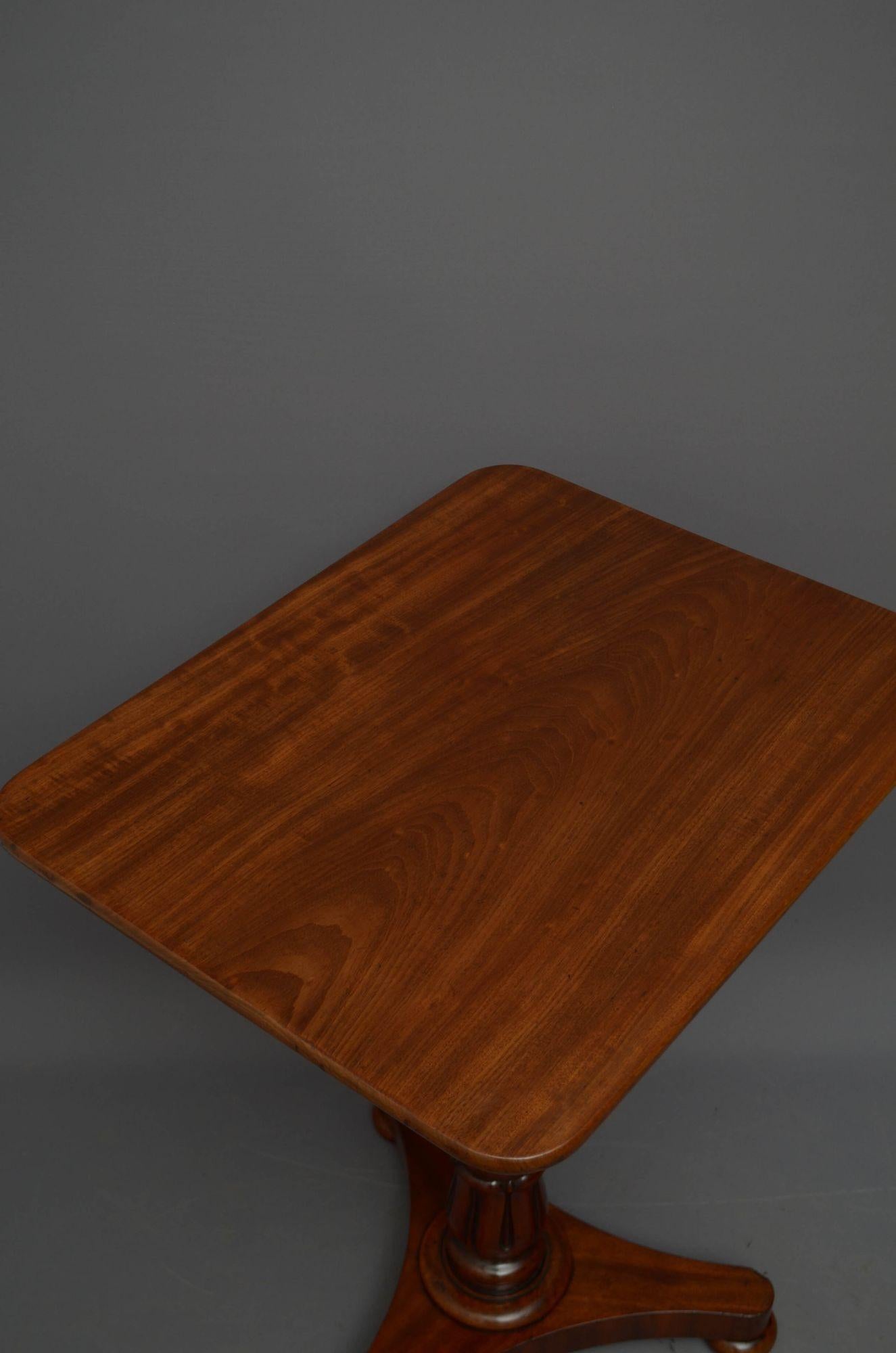 19th Century William IV Solid Mahogany Lamp Table For Sale