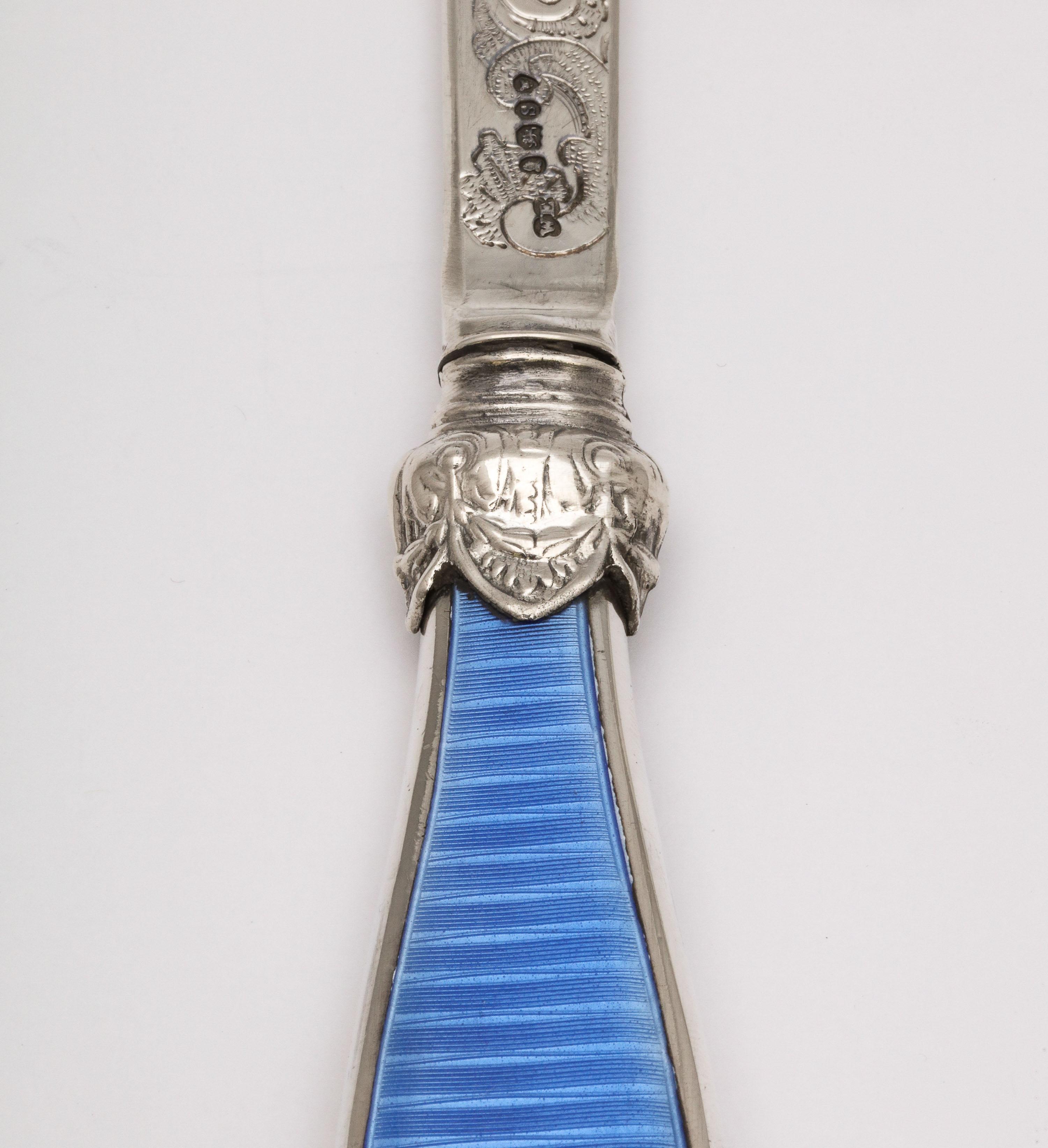 William IV Sterling Silver and Blue Guilloche Enamel Letter Opener/Paper Knife 6