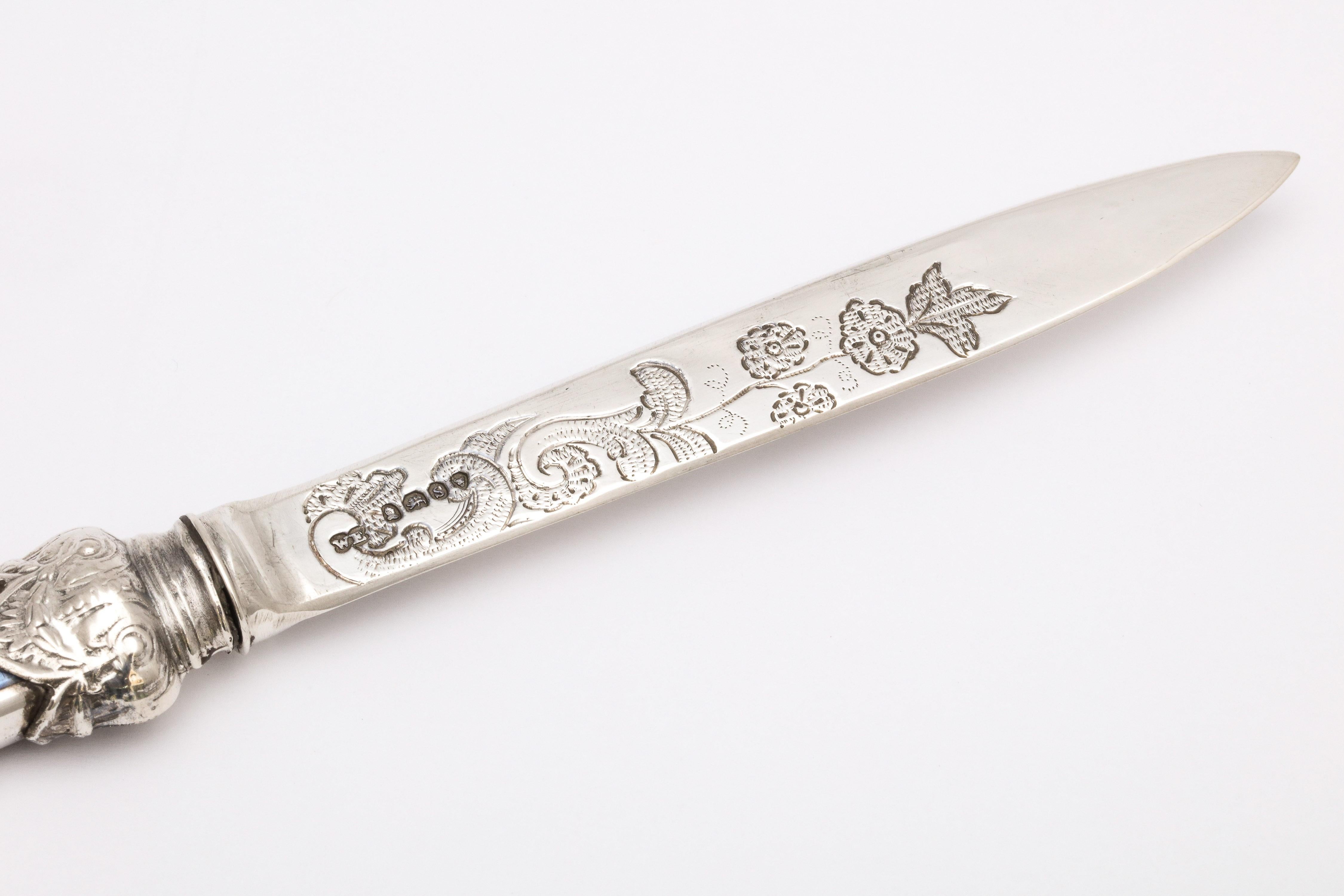 William IV Sterling Silver and Blue Guilloche Enamel Letter Opener/Paper Knife In Good Condition In New York, NY