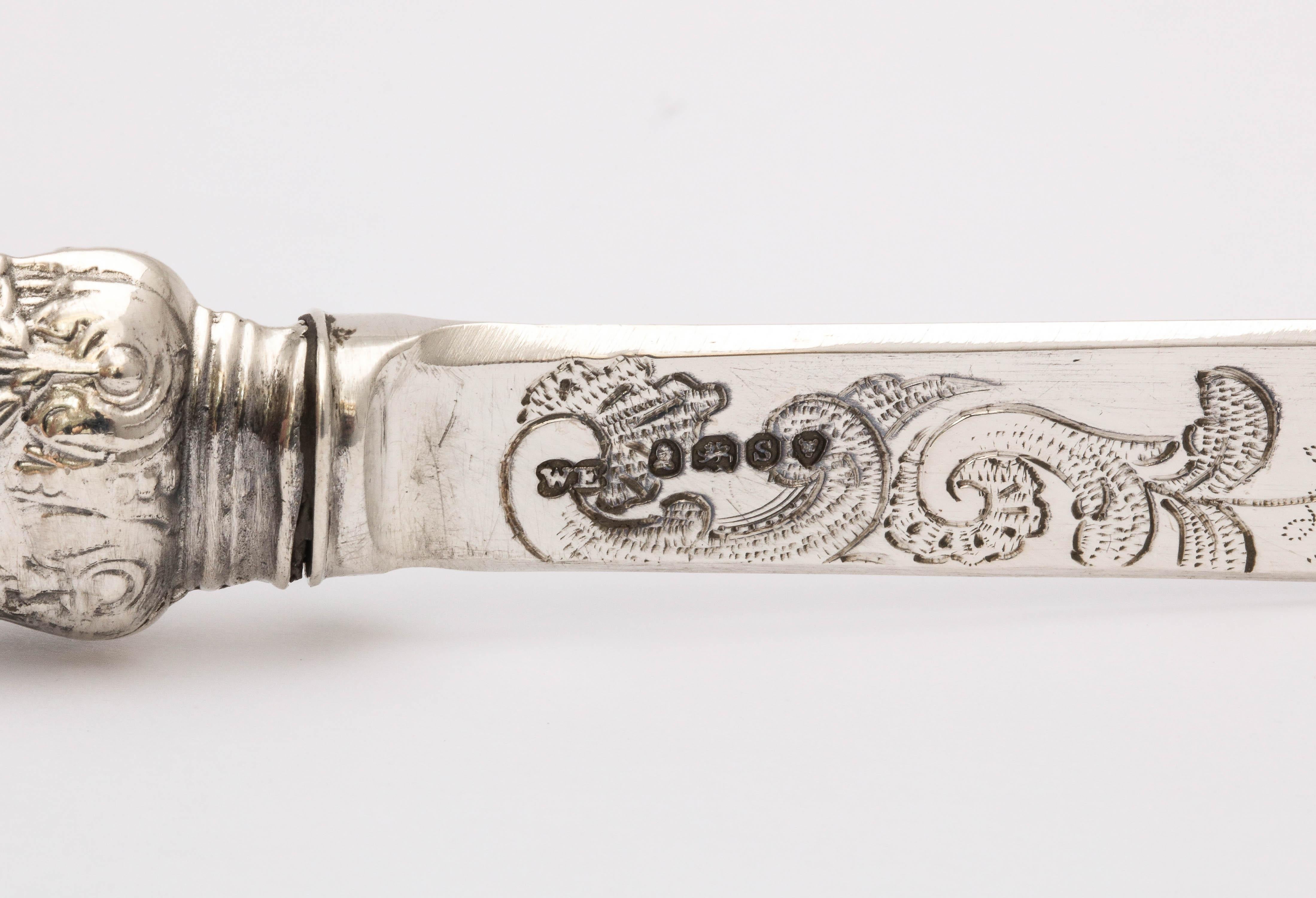 Mid-19th Century William IV Sterling Silver and Blue Guilloche Enamel Letter Opener/Paper Knife