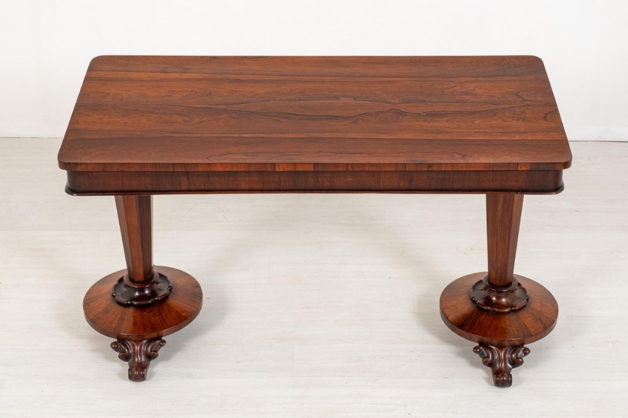 William IV Stretcher Table, Antique Rosewood Hall Tables In Good Condition For Sale In Potters Bar, GB