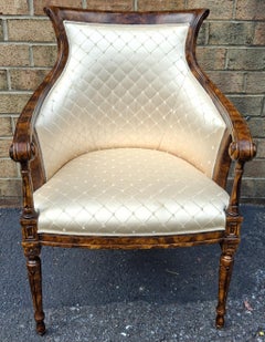 William IV Style Wurzelholz und Diamantbrokat gepolsterter Sessel