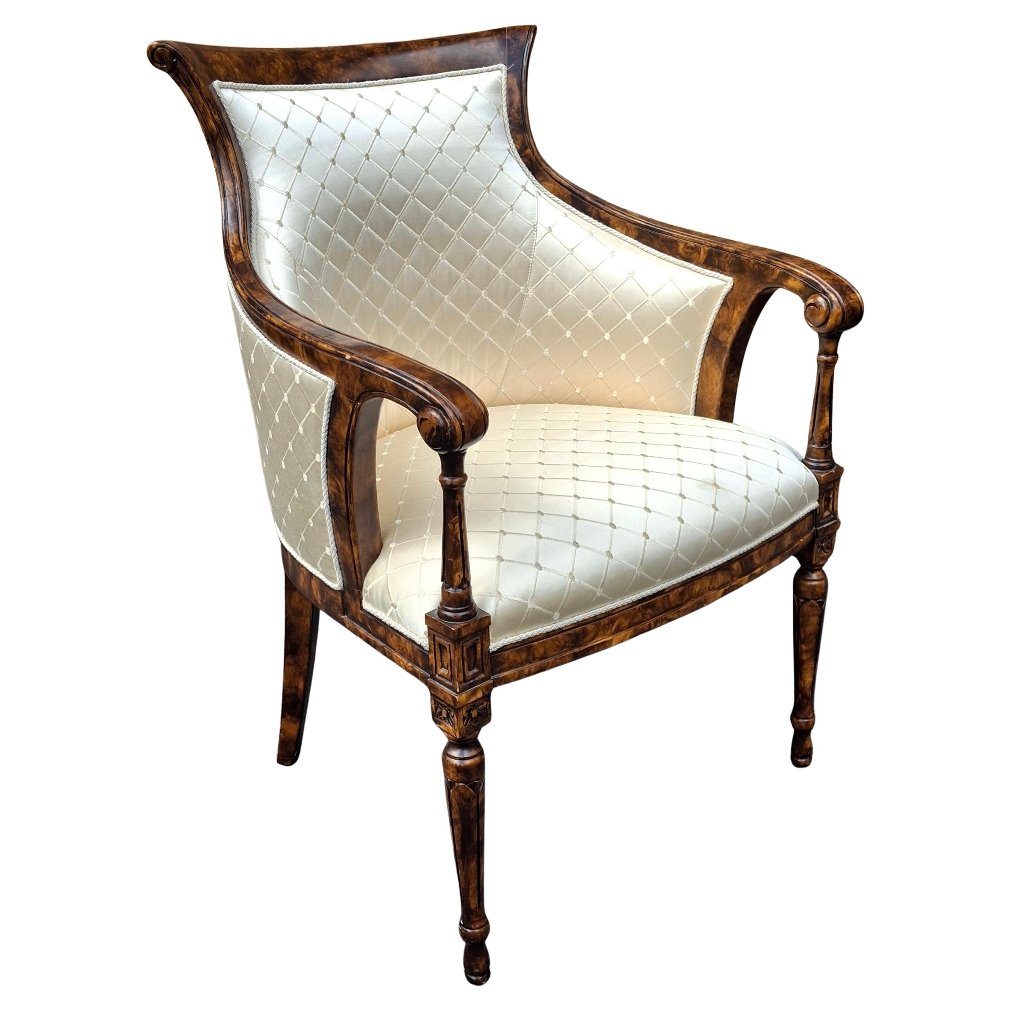 William IV Style Wurzelholz und Diamantbrokat gepolsterter Sessel