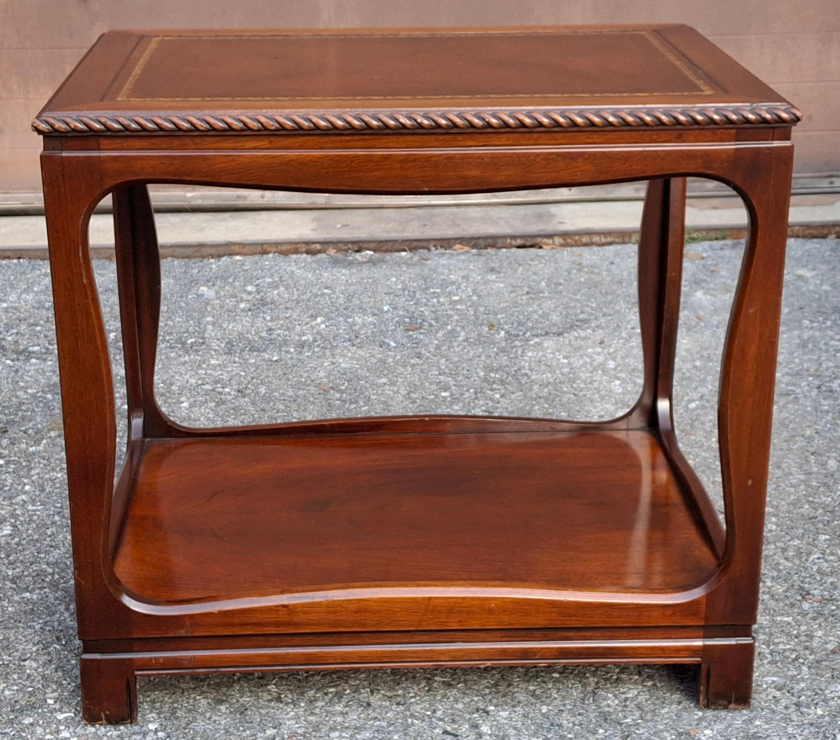 American William IV Style Mahogany and Tooled Leather Inset Top Side Table For Sale