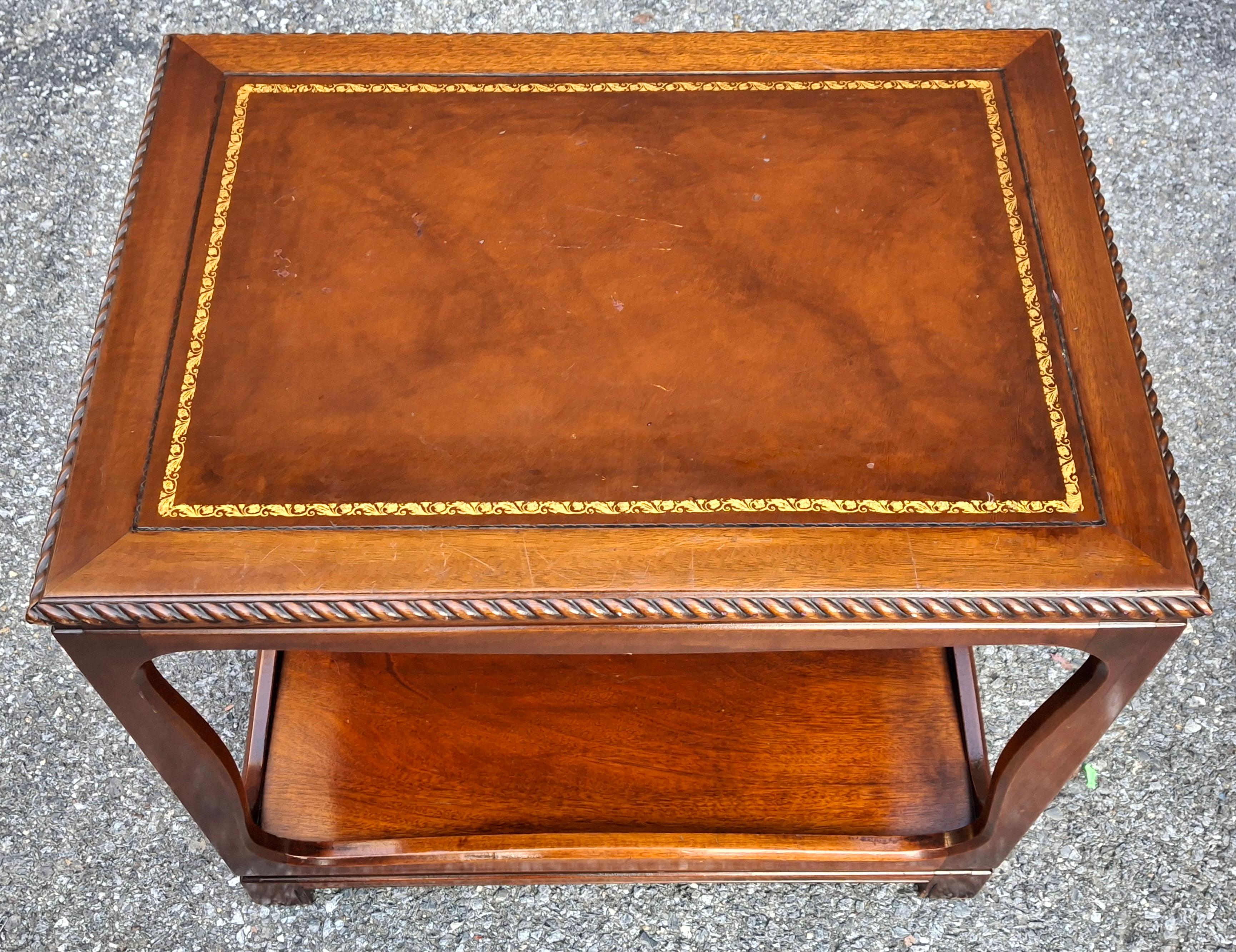 Stained William IV Style Mahogany and Tooled Leather Inset Top Side Table For Sale