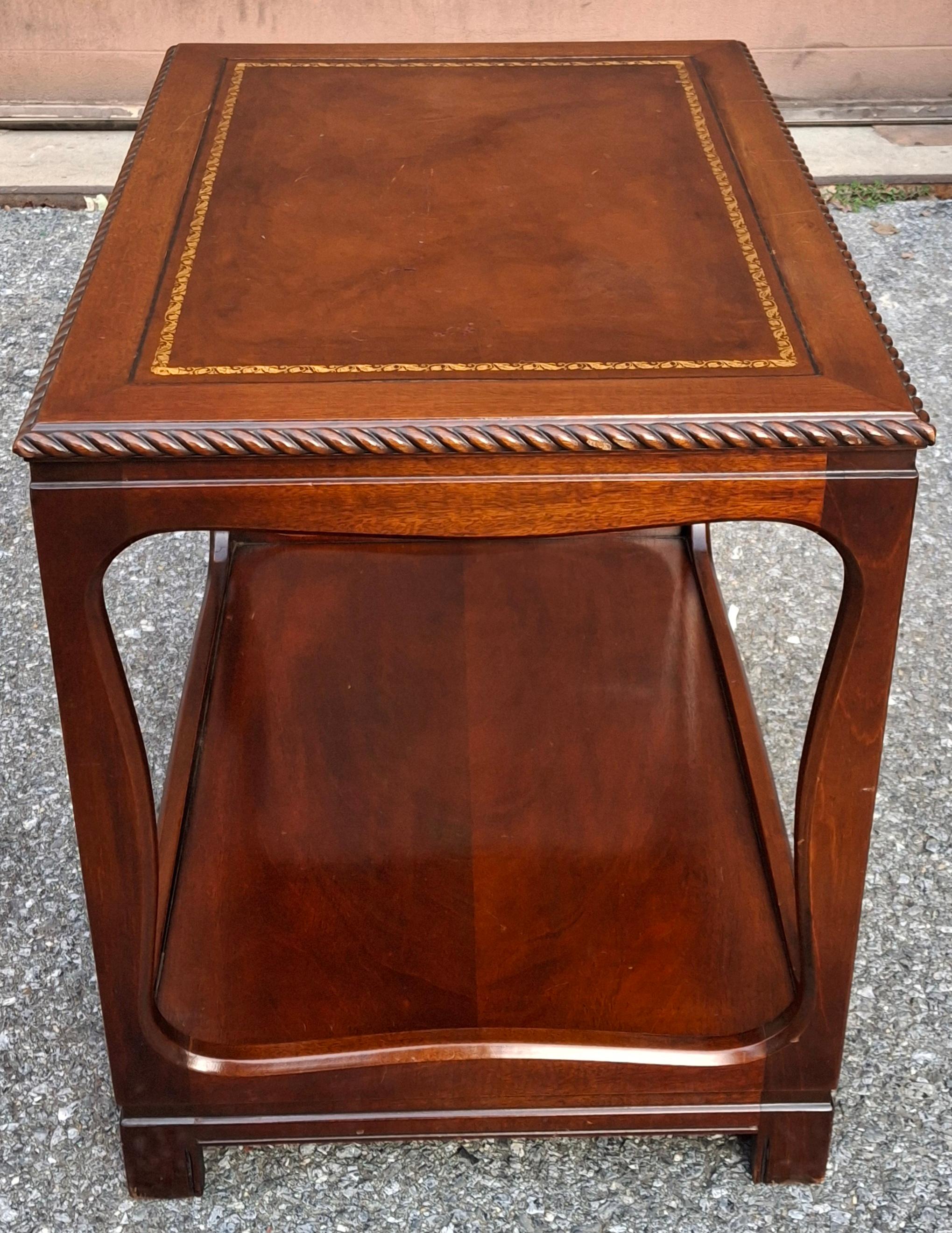 William IV Style Mahogany and Tooled Leather Inset Top Side Table For Sale 1