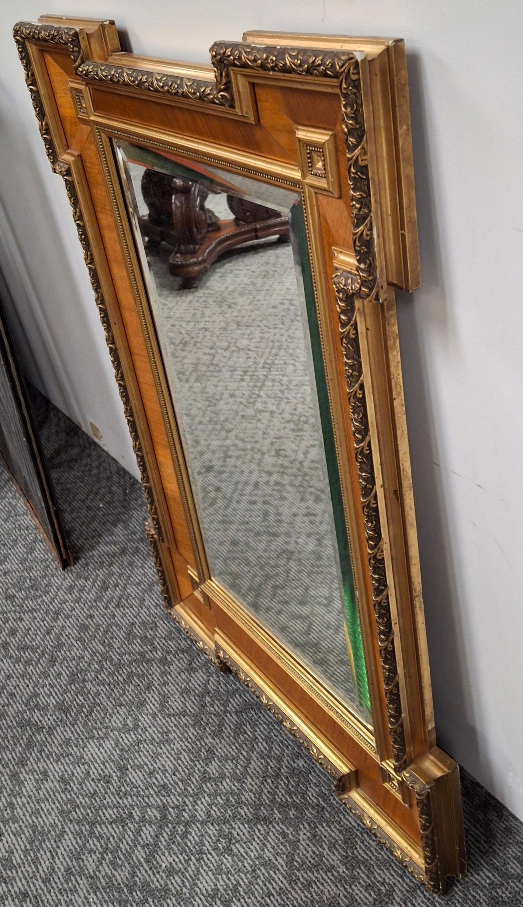William IV Style Mahogany Inset Partial Gilt Decorated Frame Mirror For Sale 6