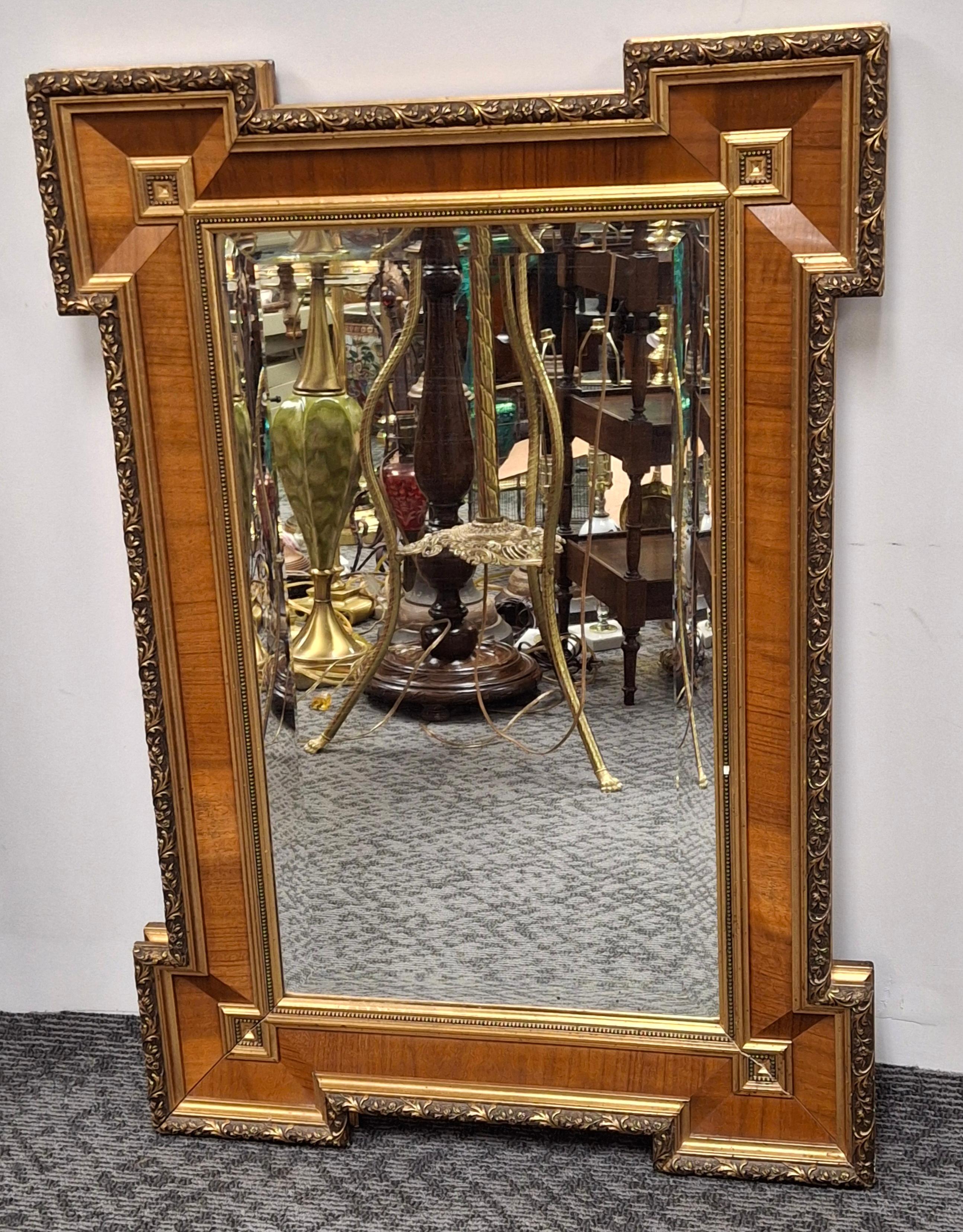 20th Century William IV Style Mahogany Inset Partial Gilt Decorated Frame Mirror For Sale