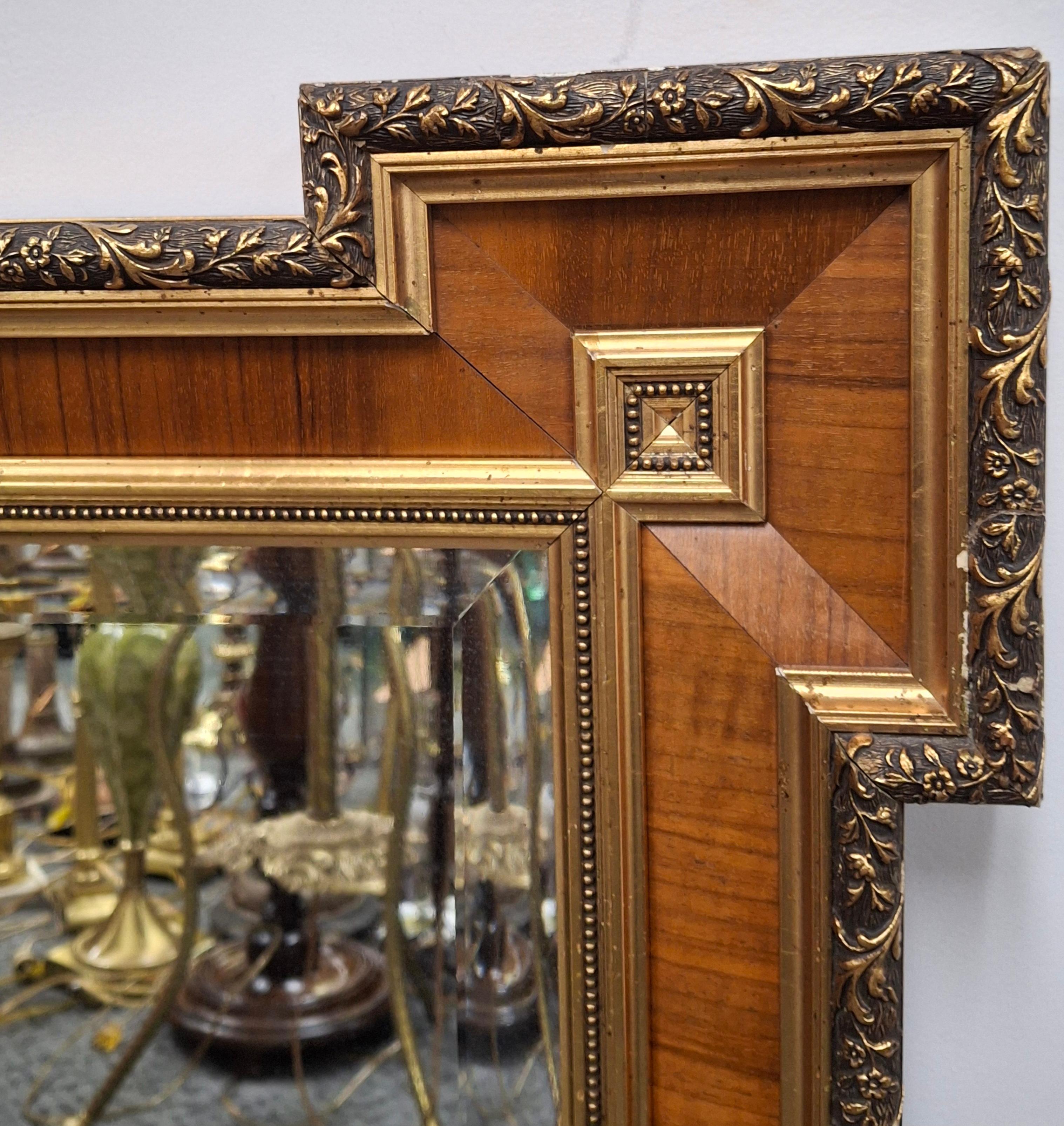 William IV Style Mahogany Inset Partial Gilt Decorated Frame Mirror For Sale 1