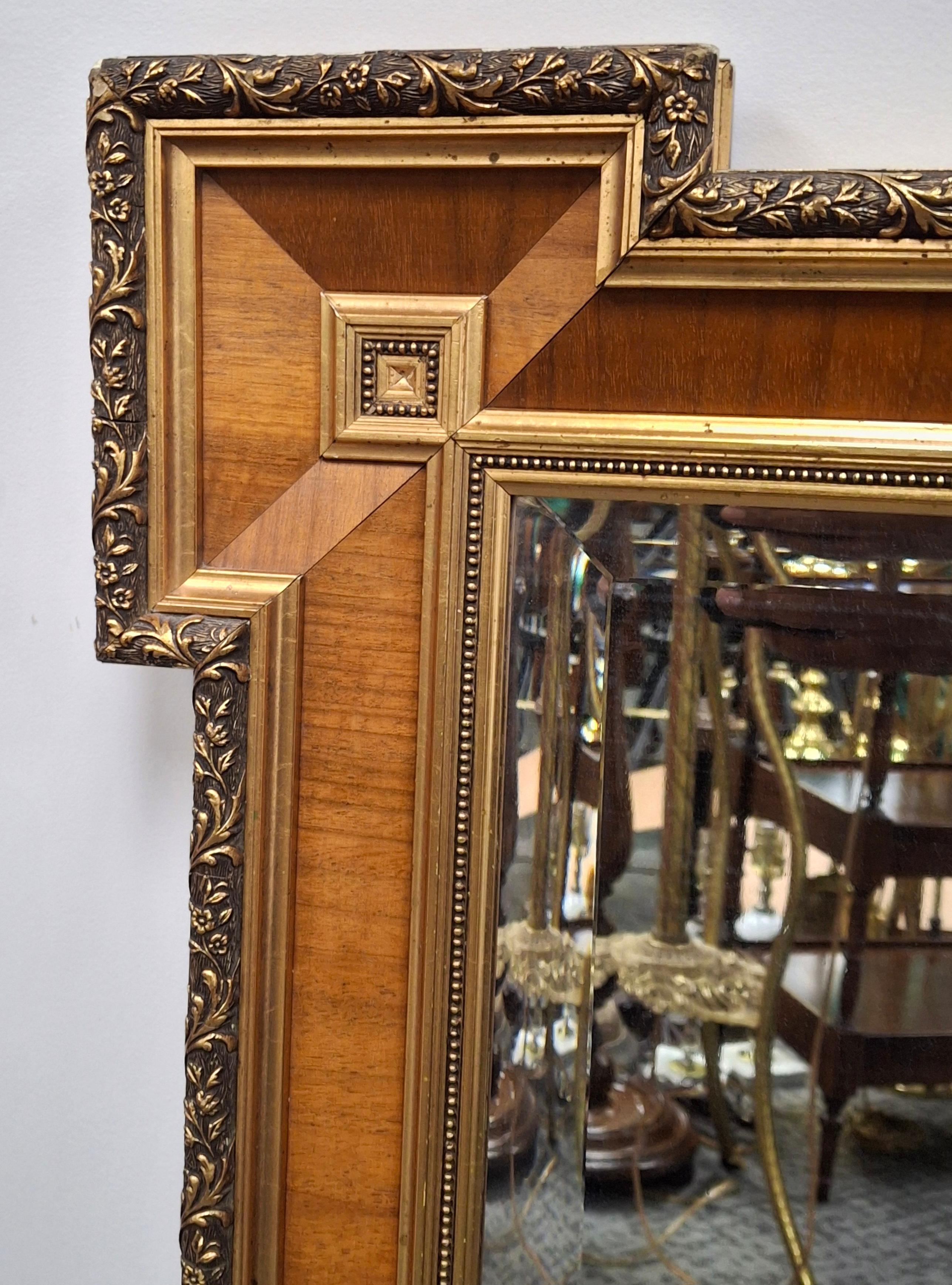 William IV Style Mahogany Inset Partial Gilt Decorated Frame Mirror For Sale 2