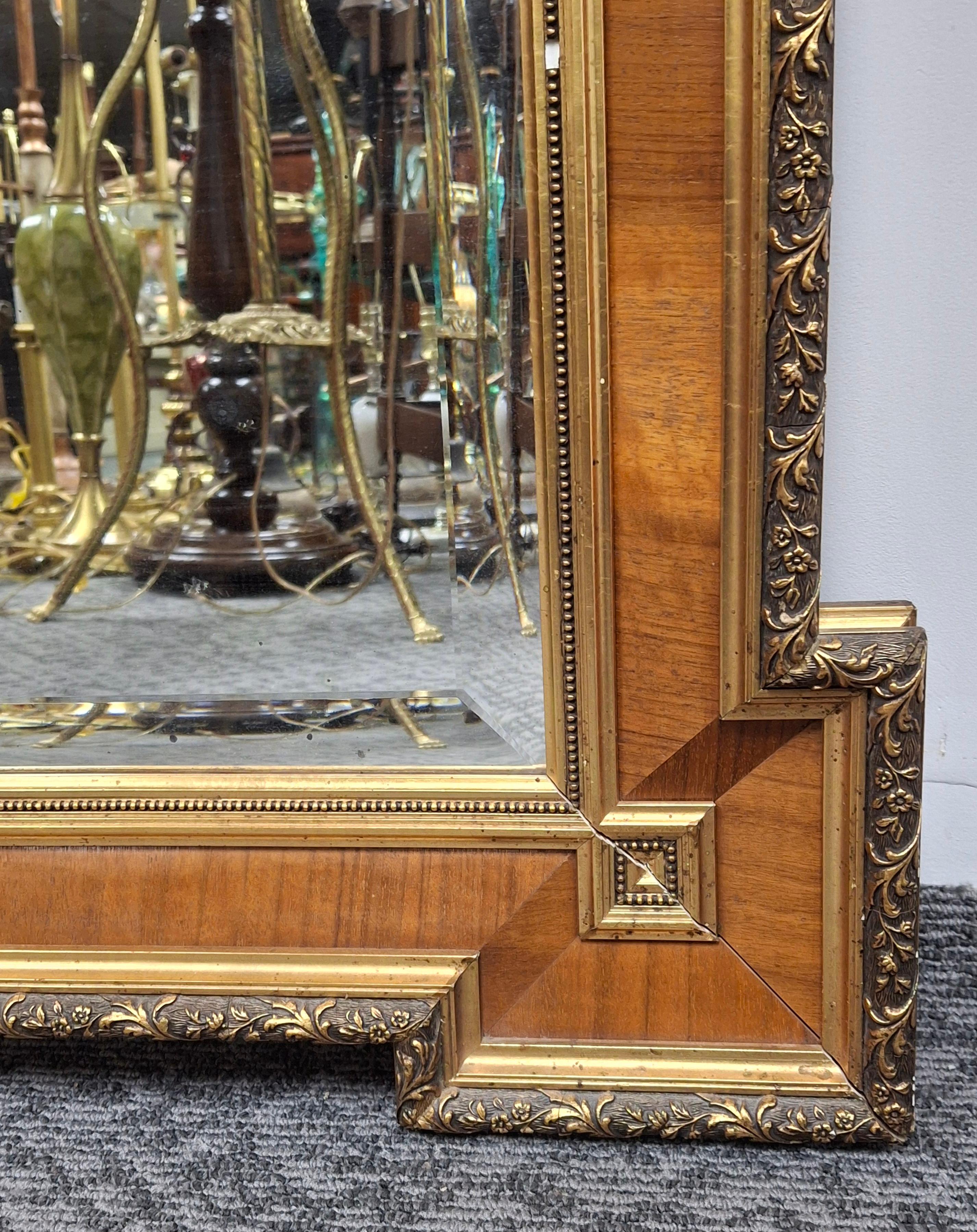 William IV Style Mahogany Inset Partial Gilt Decorated Frame Mirror For Sale 3