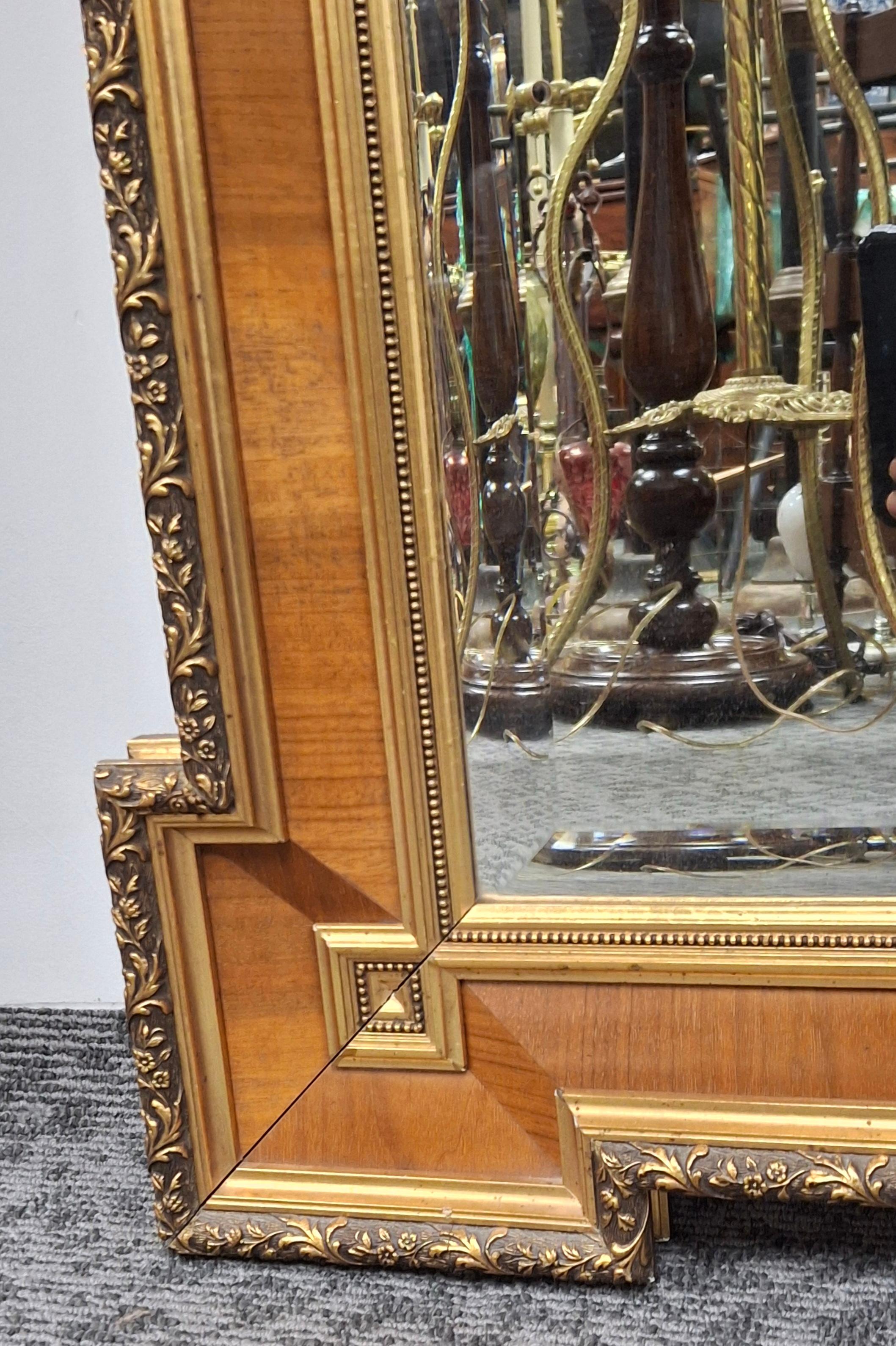 William IV Style Mahogany Inset Partial Gilt Decorated Frame Mirror For Sale 4