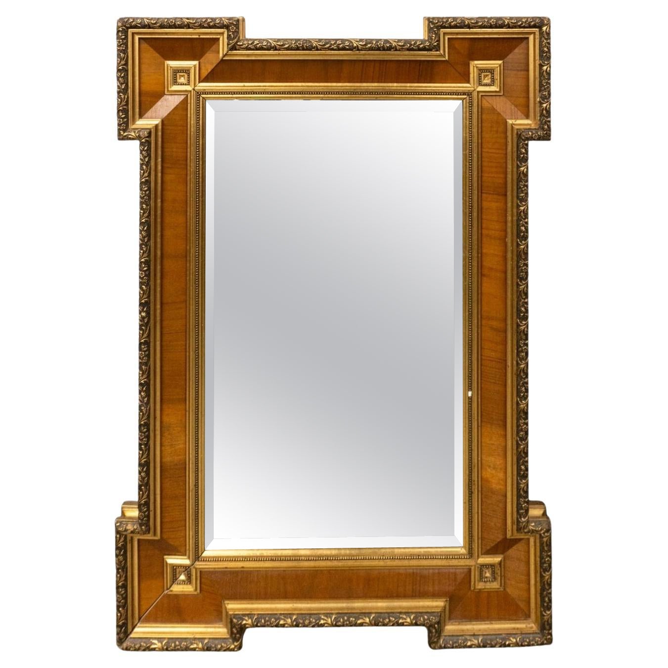 William IV Style Mahogany Inset Partial Gilt Decorated Frame Mirror For Sale