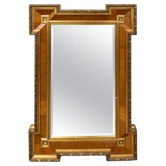 William IV Style Mahogany Inset Partial Gilt Decorated Frame Mirror