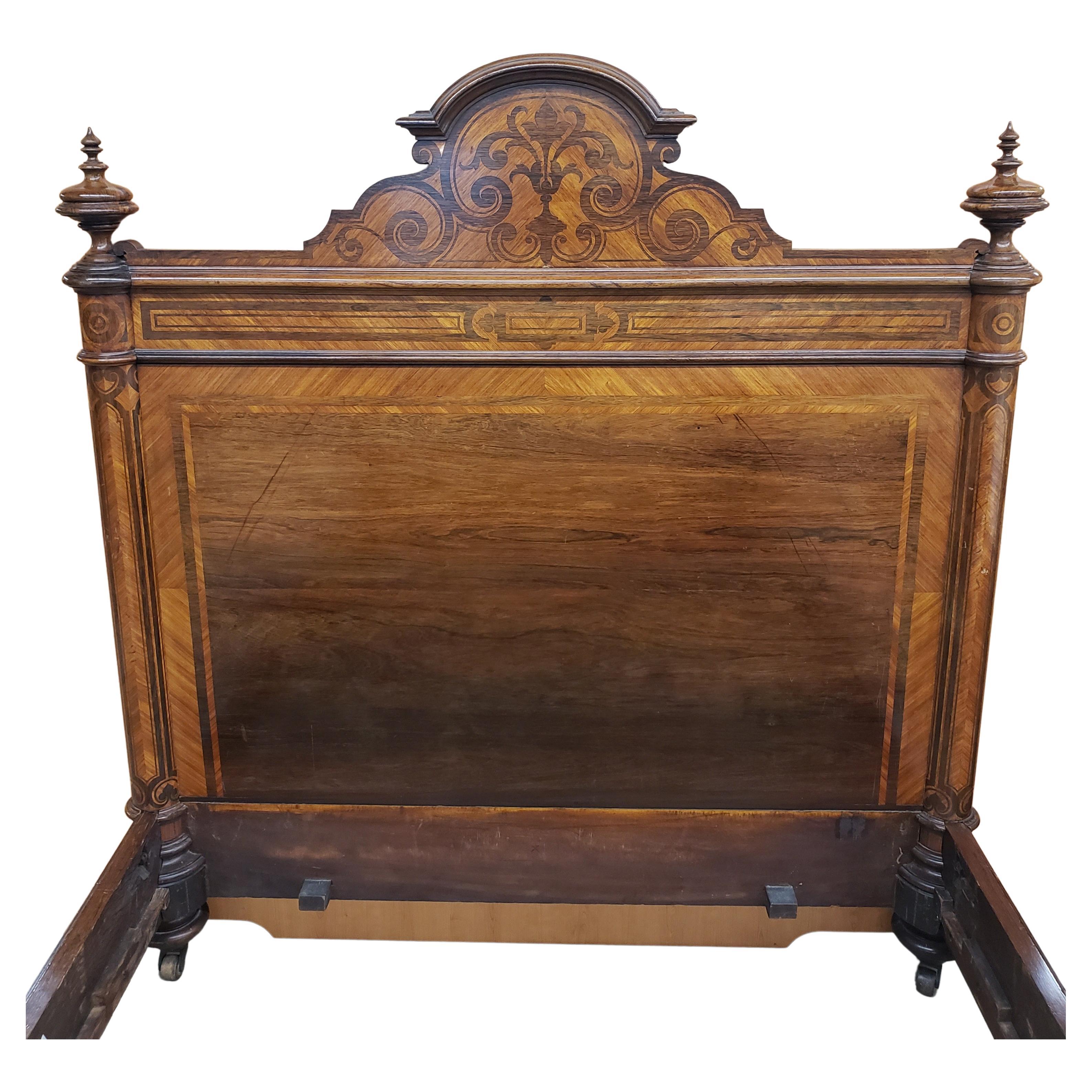 William IV Style Rosewood and Kingwood Marquetry And Parquetry Bedstead, C 1920s For Sale 2