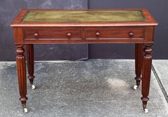 William IV Style Writing Table or Desk of Mahogany with Leather Top from England