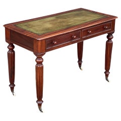 Antique William IV Style Writing Table or Desk of Mahogany with Leather Top from England