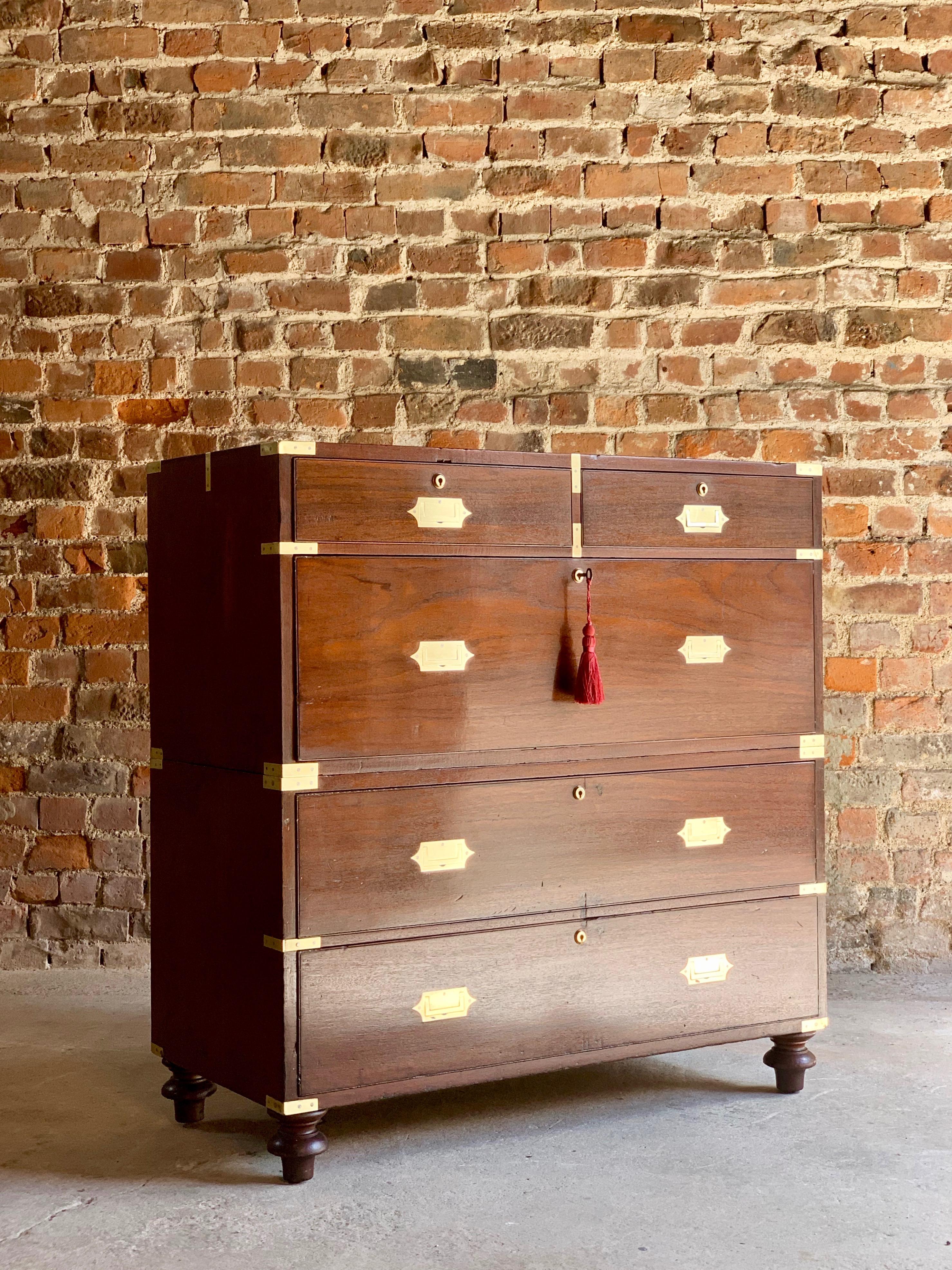 William IV Teak Military Campaign Chest of Drawers, circa 1820 Number 24 4
