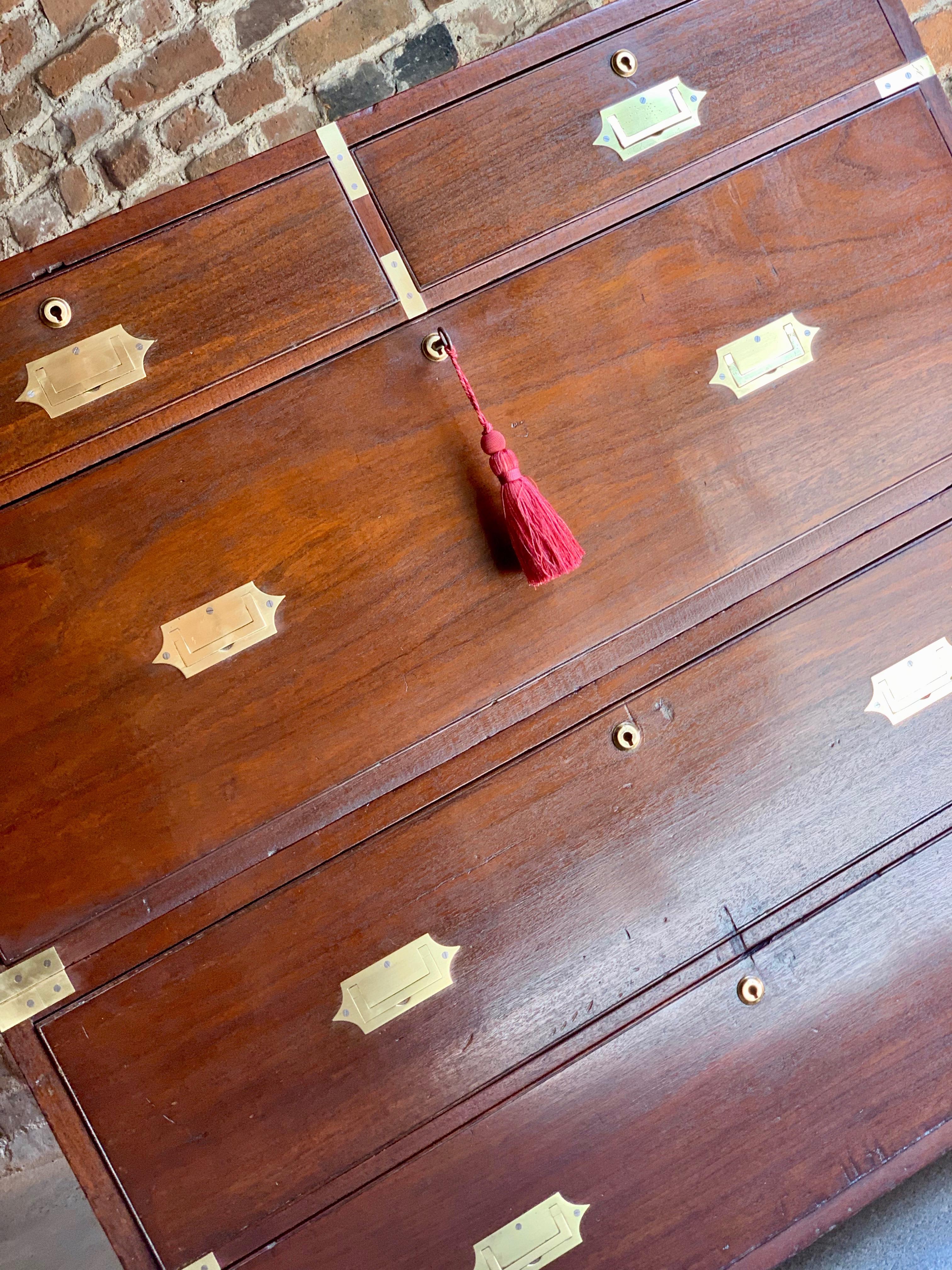 William IV Teak Military Campaign Chest of Drawers, circa 1820 Number 24 In Good Condition In Longdon, Tewkesbury