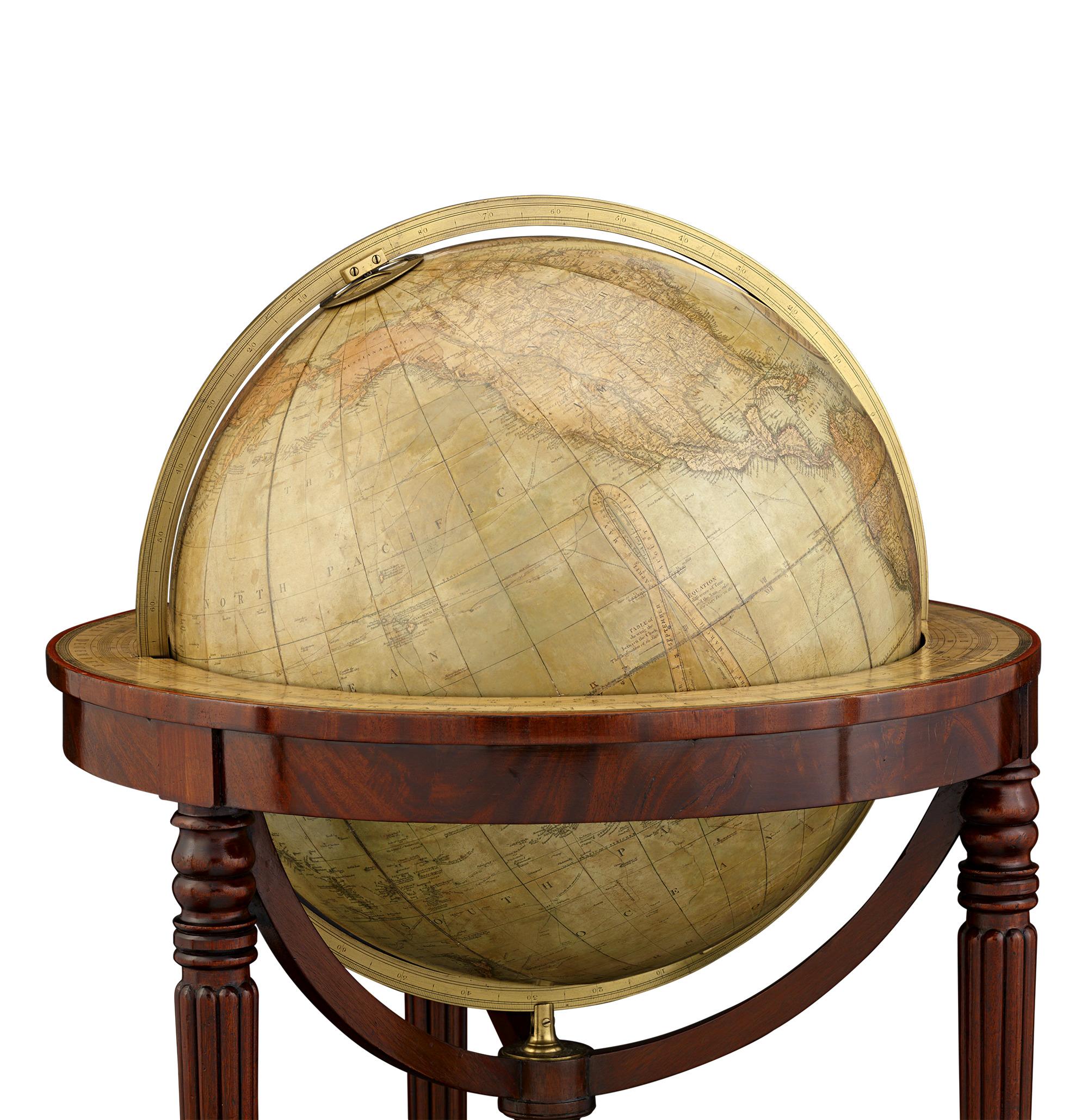 Mahogany William IV Terrestrial And Celestial Floor Globes By J. W. Cary For Sale