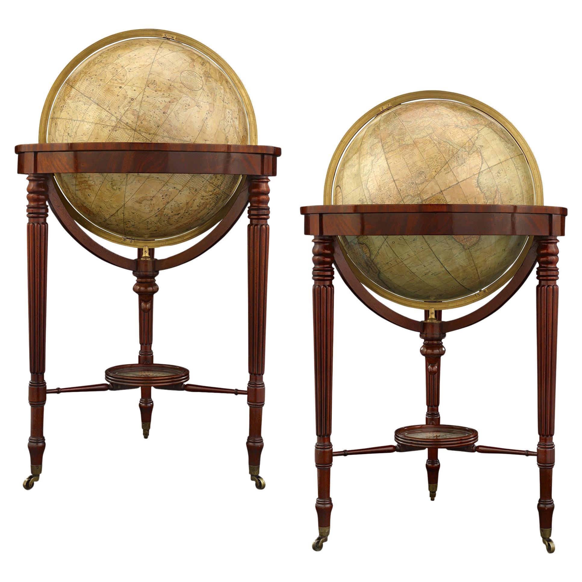 William IV Terrestrial And Celestial Floor Globes By J. W. Cary For Sale