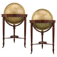 Antique William IV Terrestrial And Celestial Floor Globes By J. W. Cary