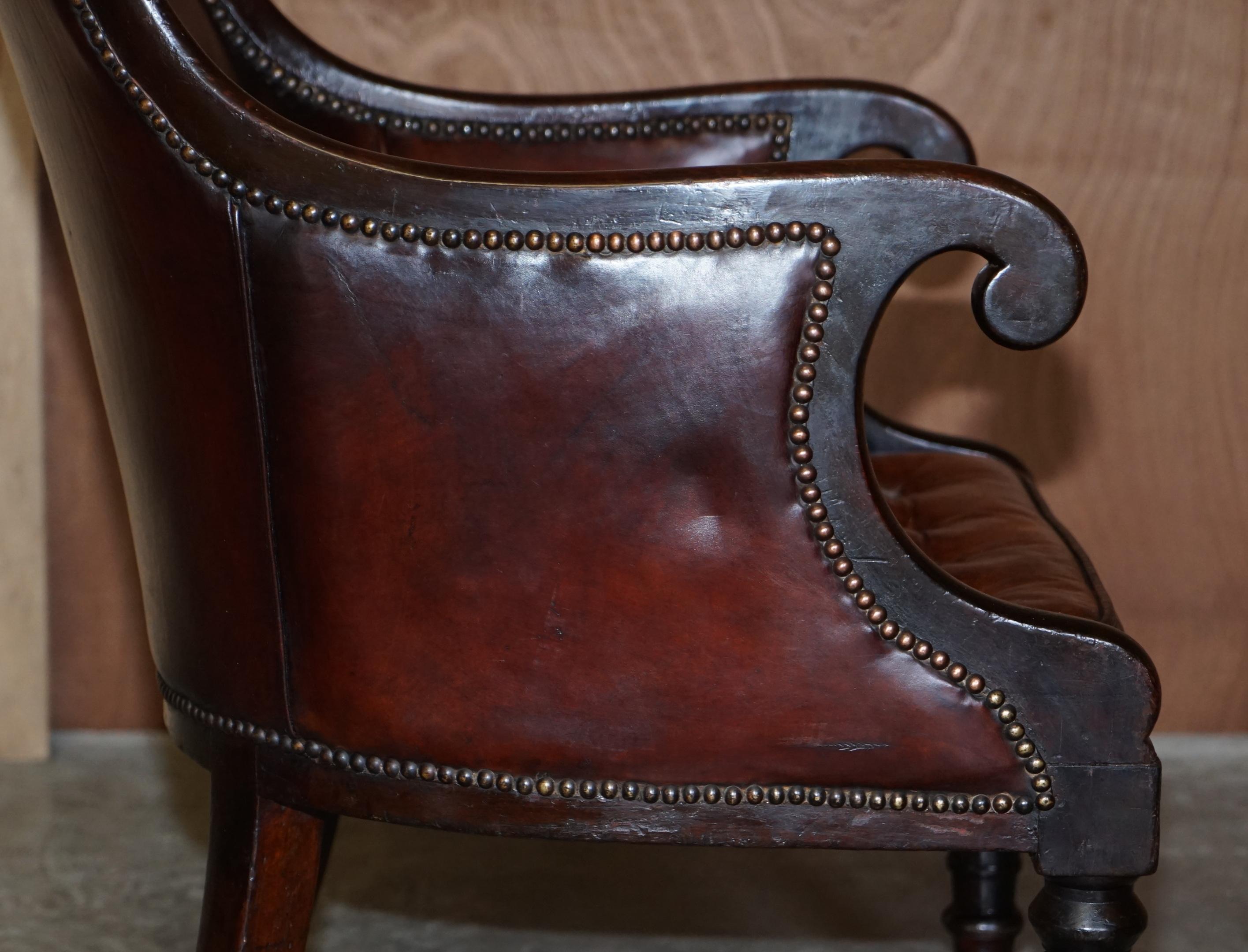William IV Thomas Chippendale Hand Dyed Brand Leather Library Reading Armchair 10