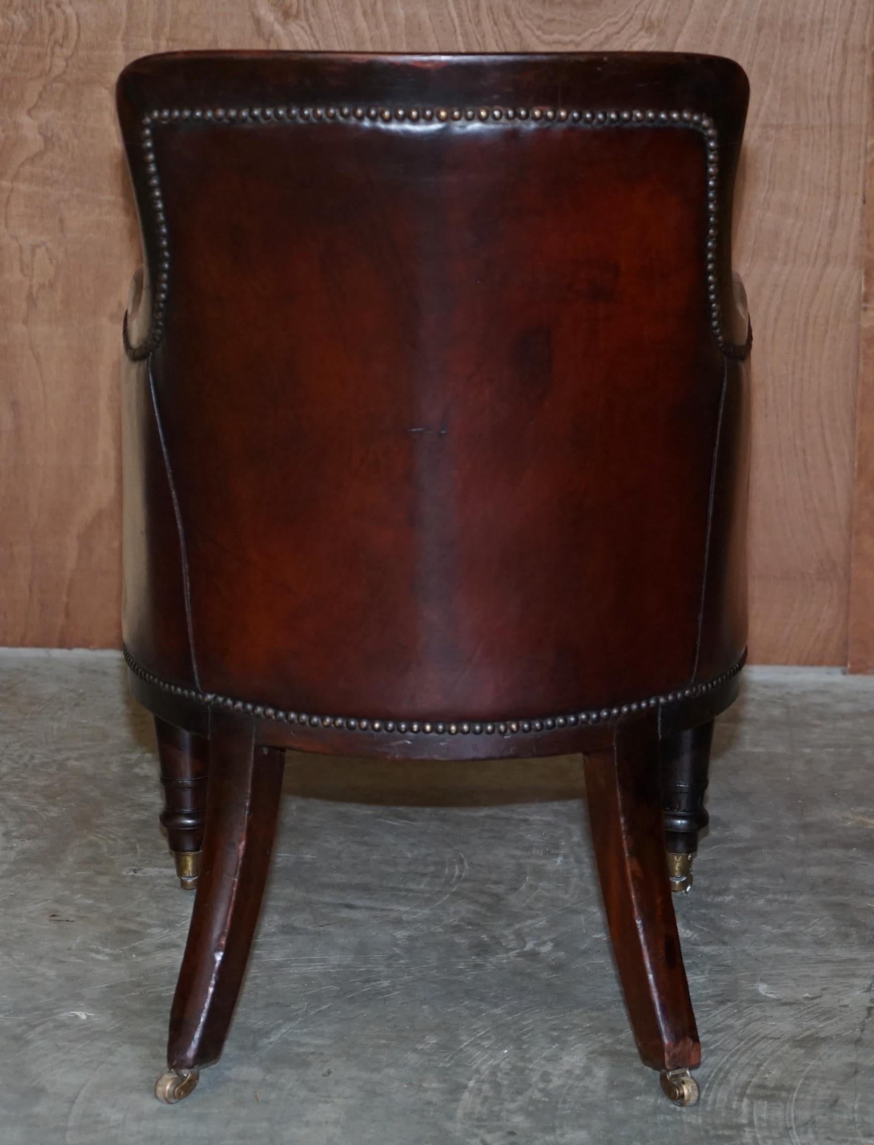 William IV Thomas Chippendale Hand Dyed Brand Leather Library Reading Armchair 11